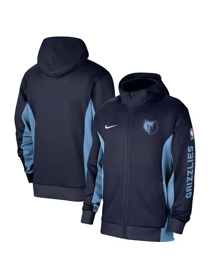 Мужская худи с молнией Memphis Grizzlies 2023/24 Authentic Showtime в синем цвете Nike