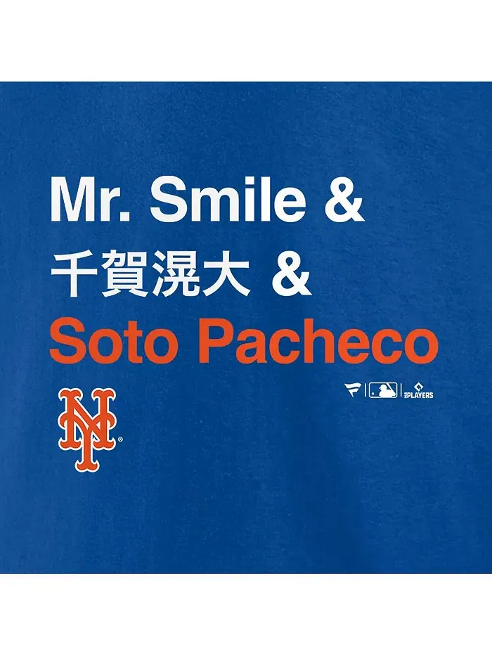 Мужская футболка Juan Soto Royal New York Mets Mr. Smile and Soto Pacheco Fanatics — изображение 2 из 4