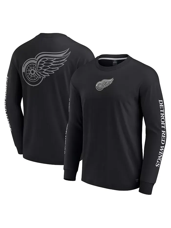 Мужская черная футболка с длинным рукавом Detroit Red Wings Elements Strive Fanatics — изображение 1 из 3