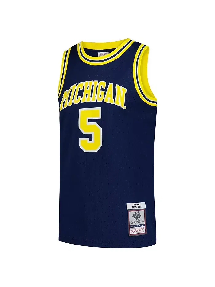 Мужская свингерская футболка Jalen Rose в цвете Navy Michigan Wolverines 1991/92 Mitchell & Ness — изображение 2 из 3