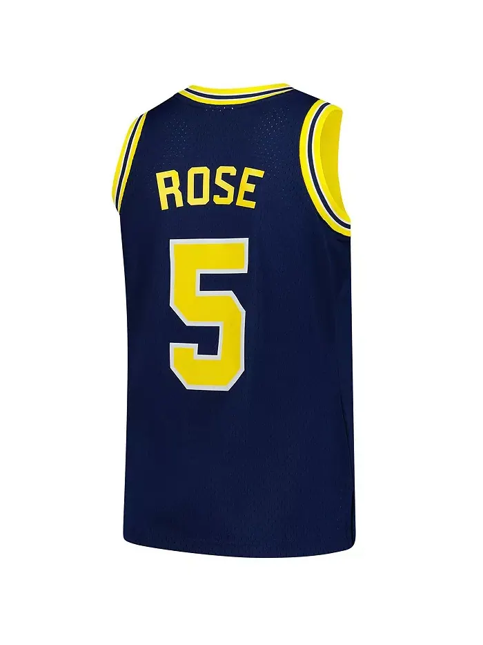 Мужская свингерская футболка Jalen Rose в цвете Navy Michigan Wolverines 1991/92 Mitchell & Ness — изображение 3 из 3