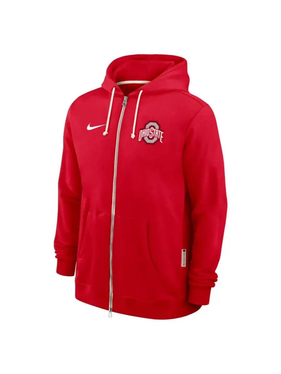 Мужская алая толстовка на молнии с символикой Ohio State Buckeyes 2025 Sideline Performance Nike — изображение 5 из 5, алый