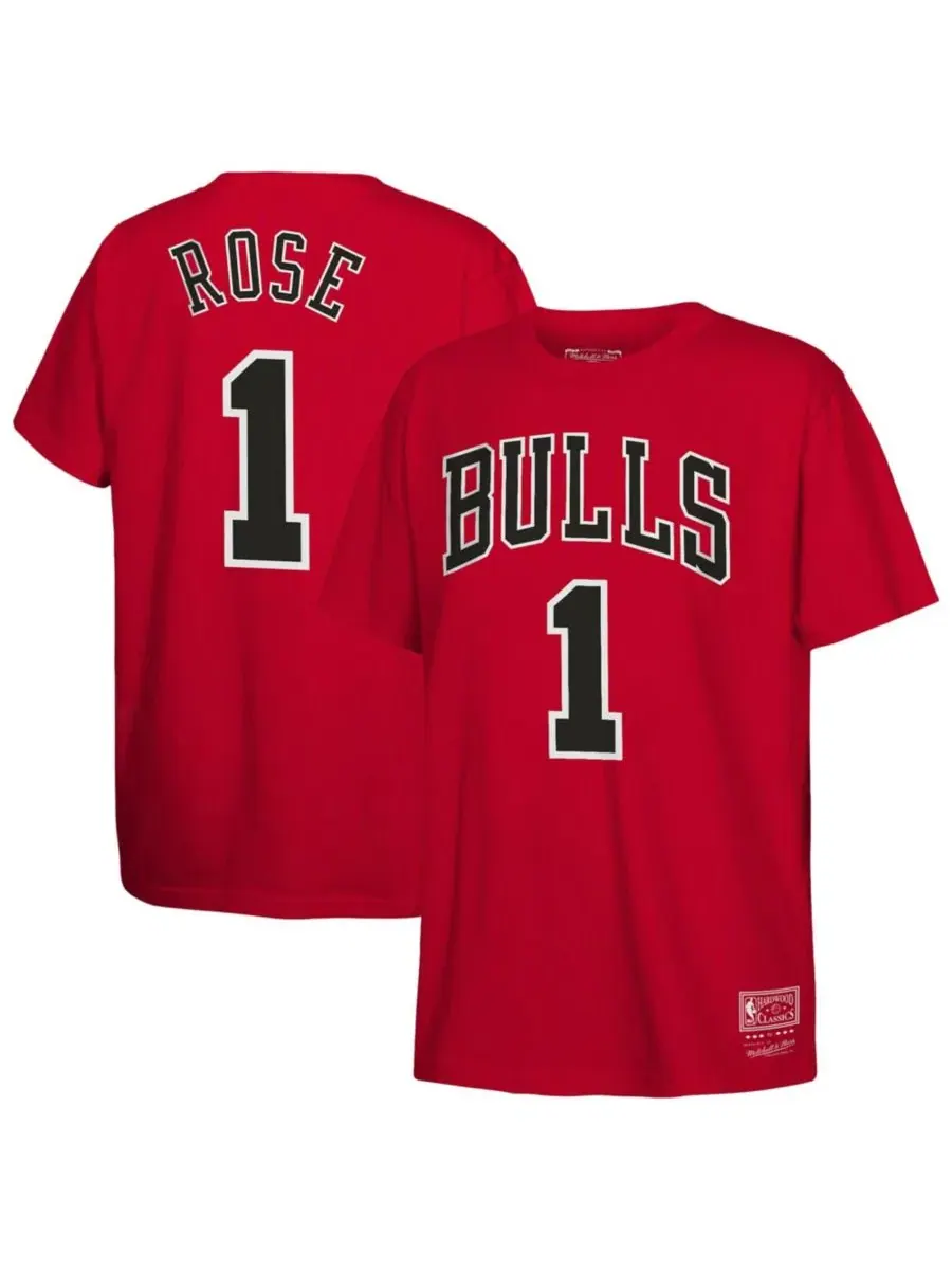 Футболка с длинным рукавом Derrick Rose Mitchell & Ness — изображение 1 из 3, красный
