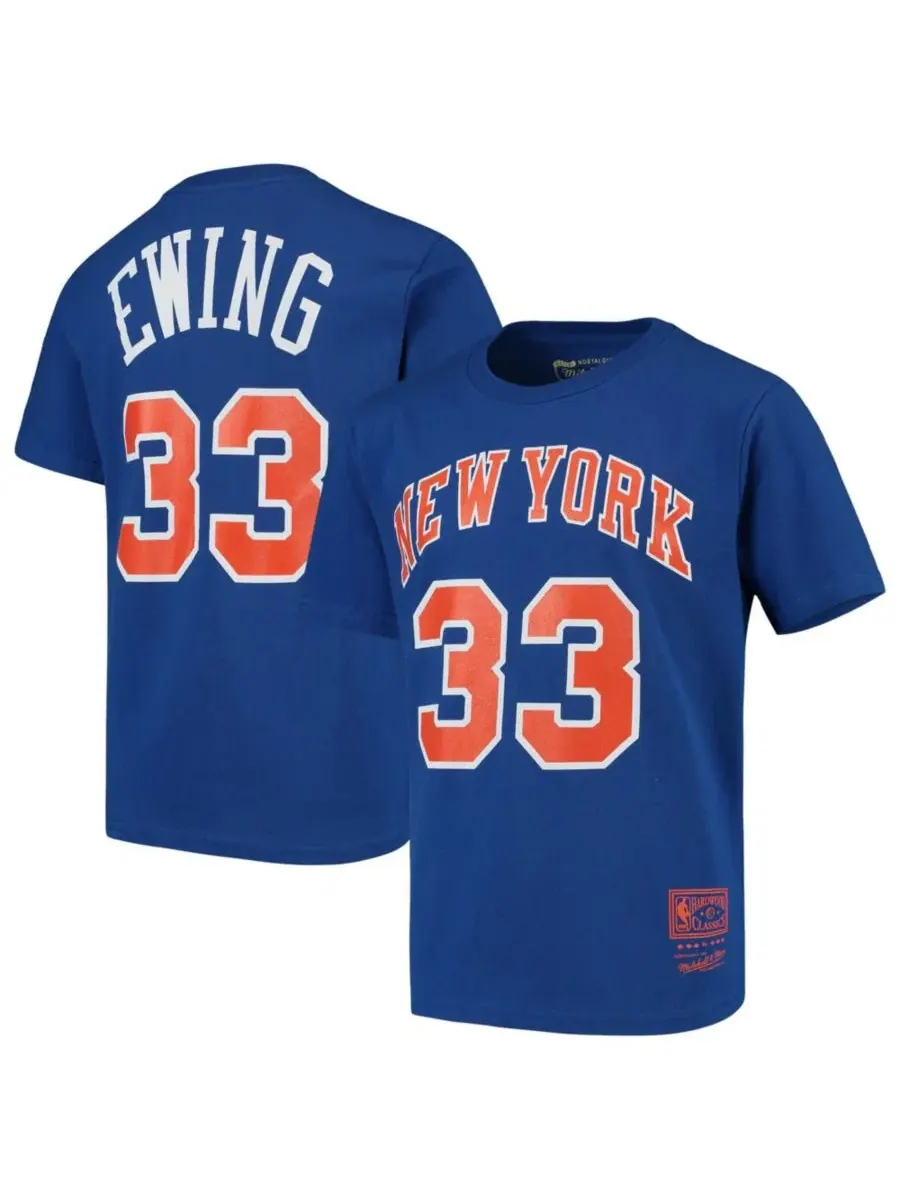 Футболка с принтом Patrick Ewing Mitchell & Ness — изображение 1 из 3, синий