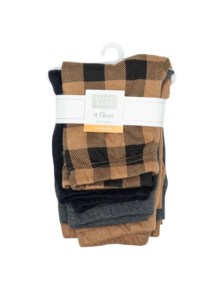 Детские хлопковые штаны и леггинсы с принтом, модель Plaid Hudson Baby — изображение 2 из 6, коричневый черный