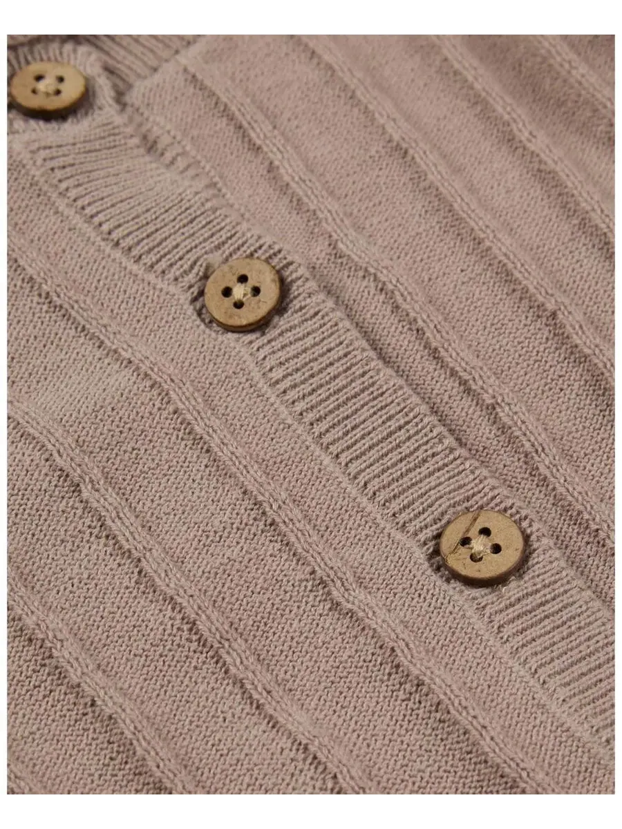 Детский кардиган из хлопка с 3D-вязанием, модель Baby Girls 3D Knit MeMoi — изображение 3 из 3, миндальный