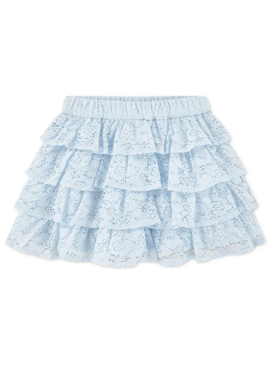 Мини-шорты с кружевом для девочек Abercrombie Kids — изображение 1 из 4, синий