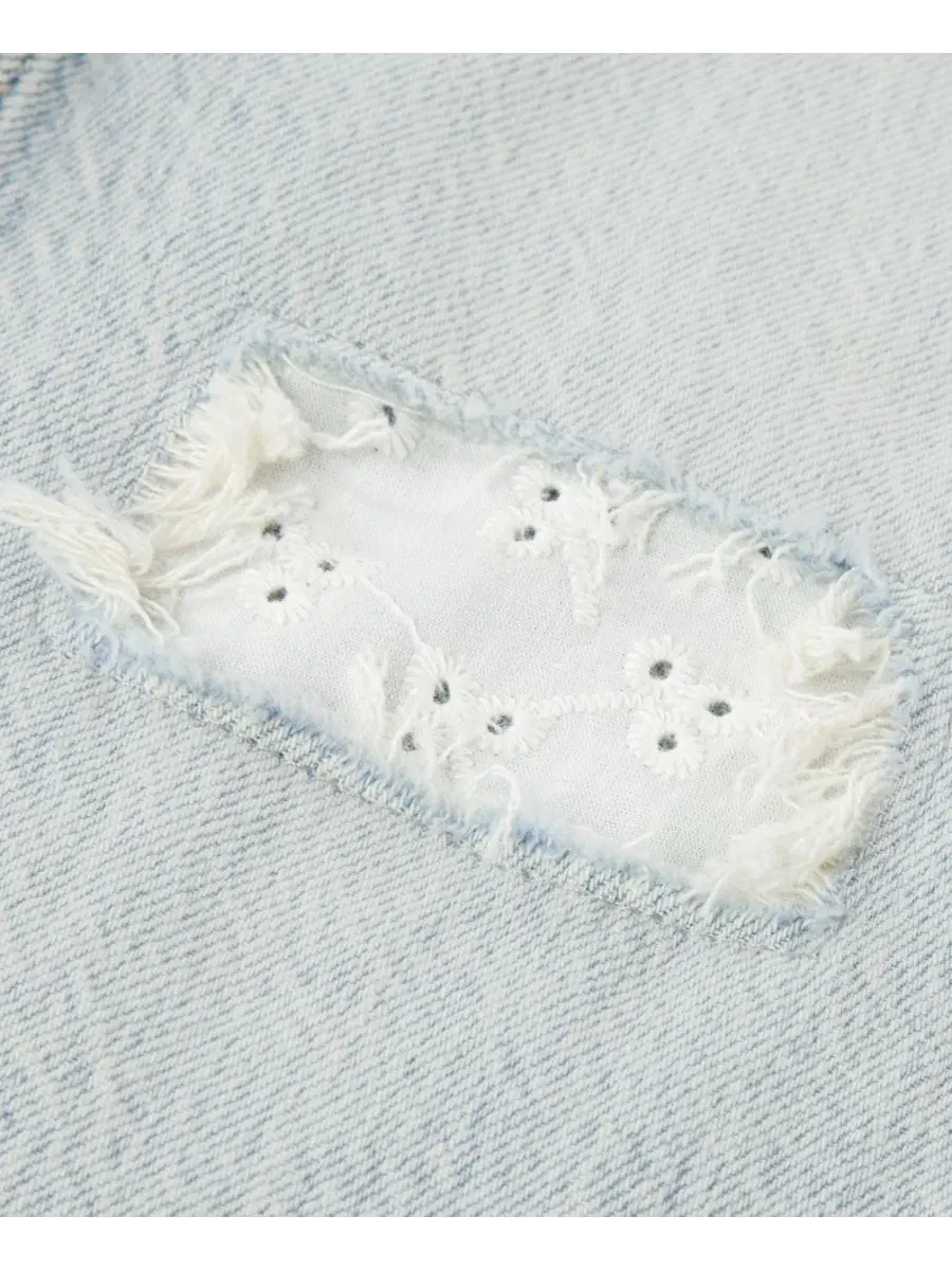 Детские джинсы свободного кроя с люверсами, модель Eyelet Baggy abercrombie kids — изображение 4 из 4, синий