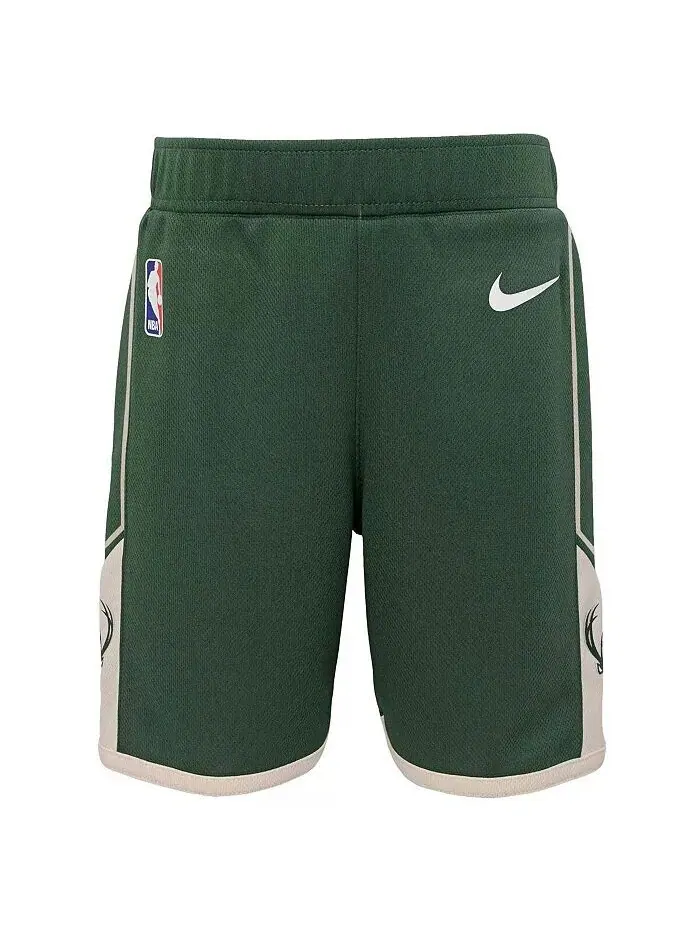 Маленькие мальчики и девочки Охотничьи зеленые шорты Milwaukee Bucks Icon Replica Nike