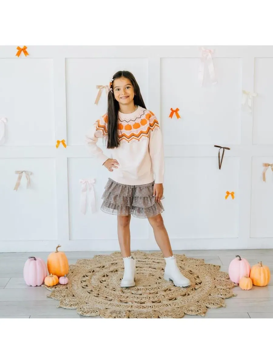 Детский свитер с принтом Pumpkin Fair Isle Sweet Wink — изображение 2 из 7, белый