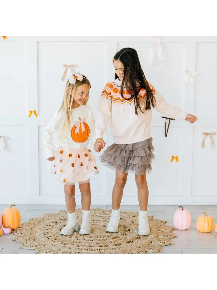Детский свитер с принтом Pumpkin Fair Isle Sweet Wink — изображение 3 из 7, белый
