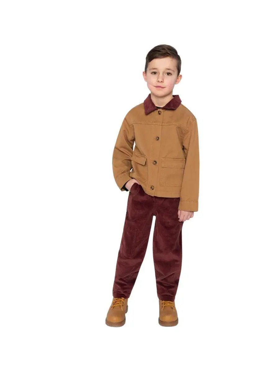 Детские штаны из stretch-вельвета с карго-карманом Boys Must-Haves Deux par Deux — изображение 5 из 6, коричневый