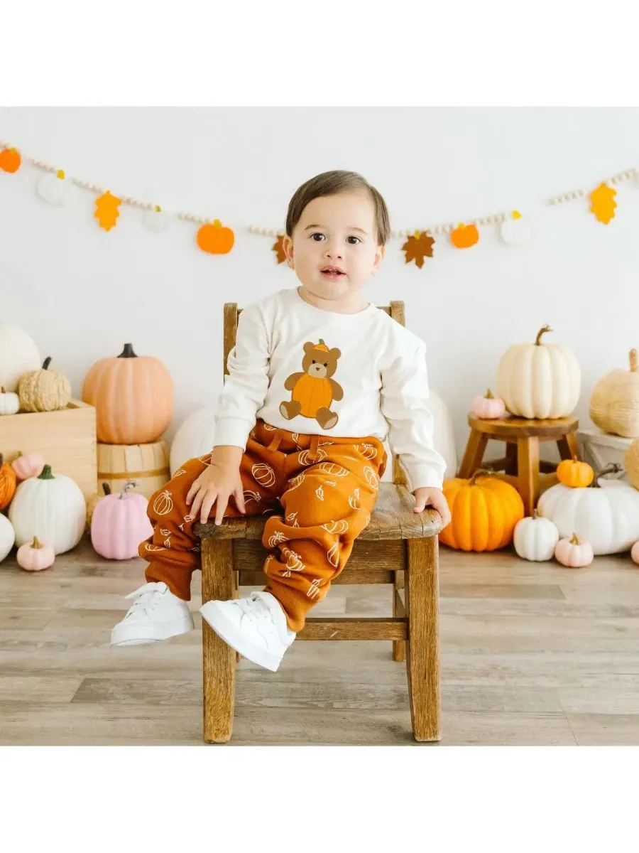 Детские джоггеры с принтом тыквы Pumpkin Jogger Sweet Wink — изображение 5 из 6, оранжевый