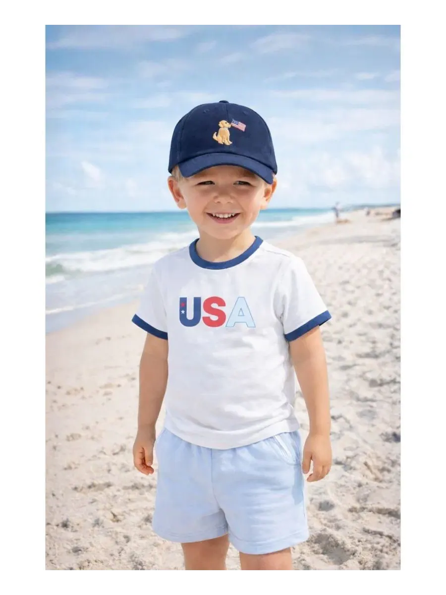Шорты из сисака с карманами Bows Little/Big Unisex Bits & Bows — изображение 3 из 4, синий