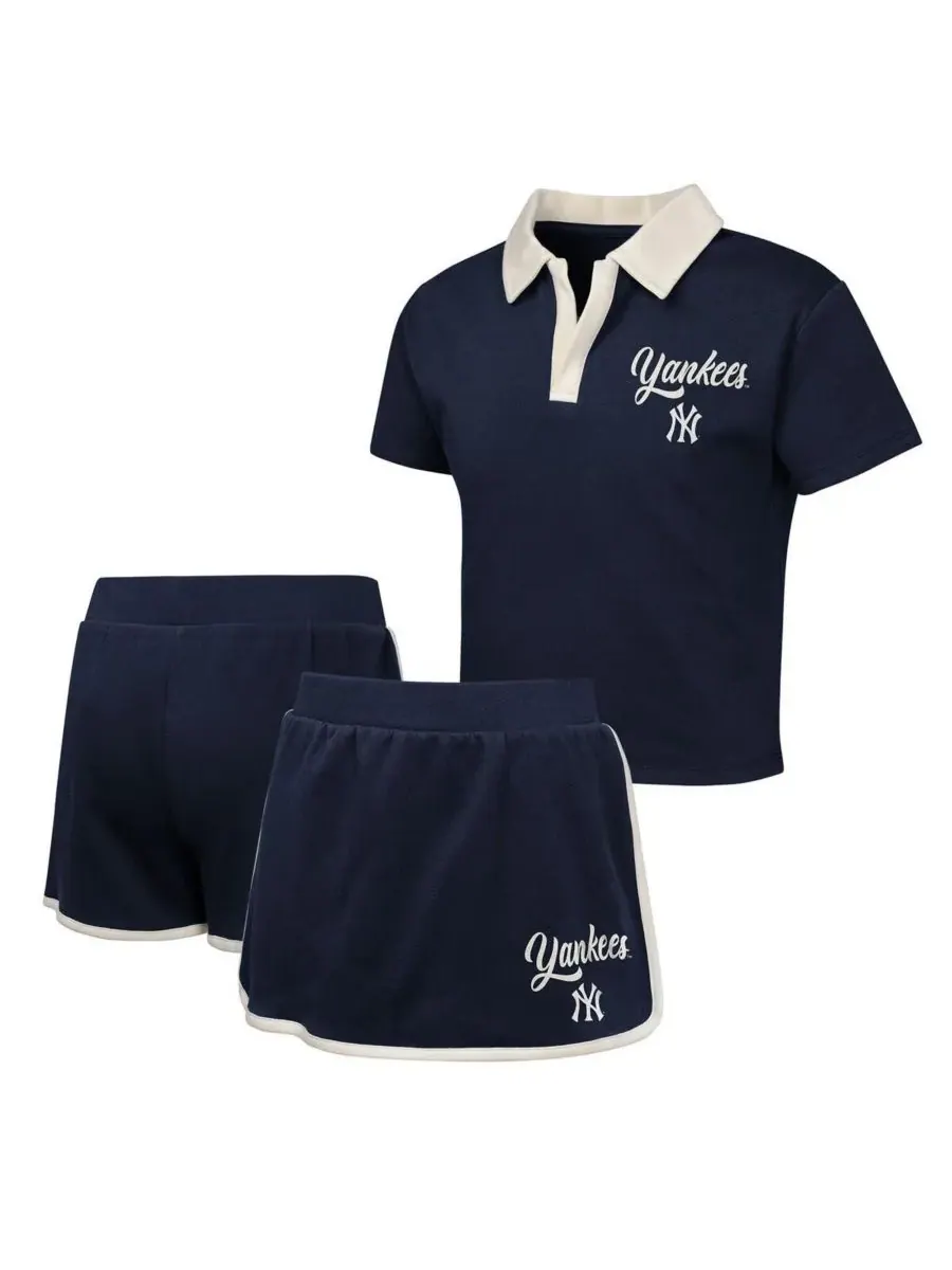 Outerstuff Комплект из двух предметов для девочек: темно-синий поло New York Yankees Base Trainer — изображение 1 из 5