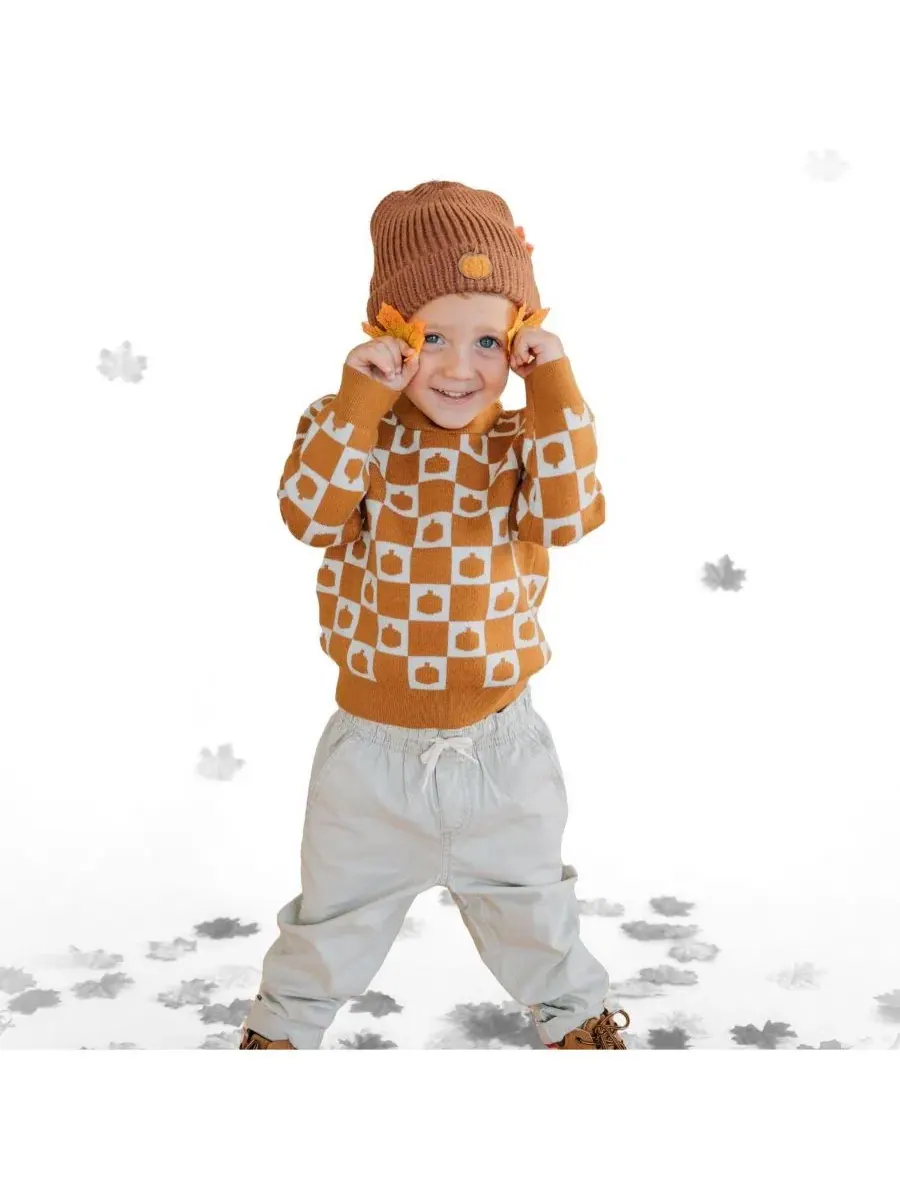 Свитер с принтом в клетку Pumpkin Checkers Sweet Wink — изображение 2 из 5, оранжевый