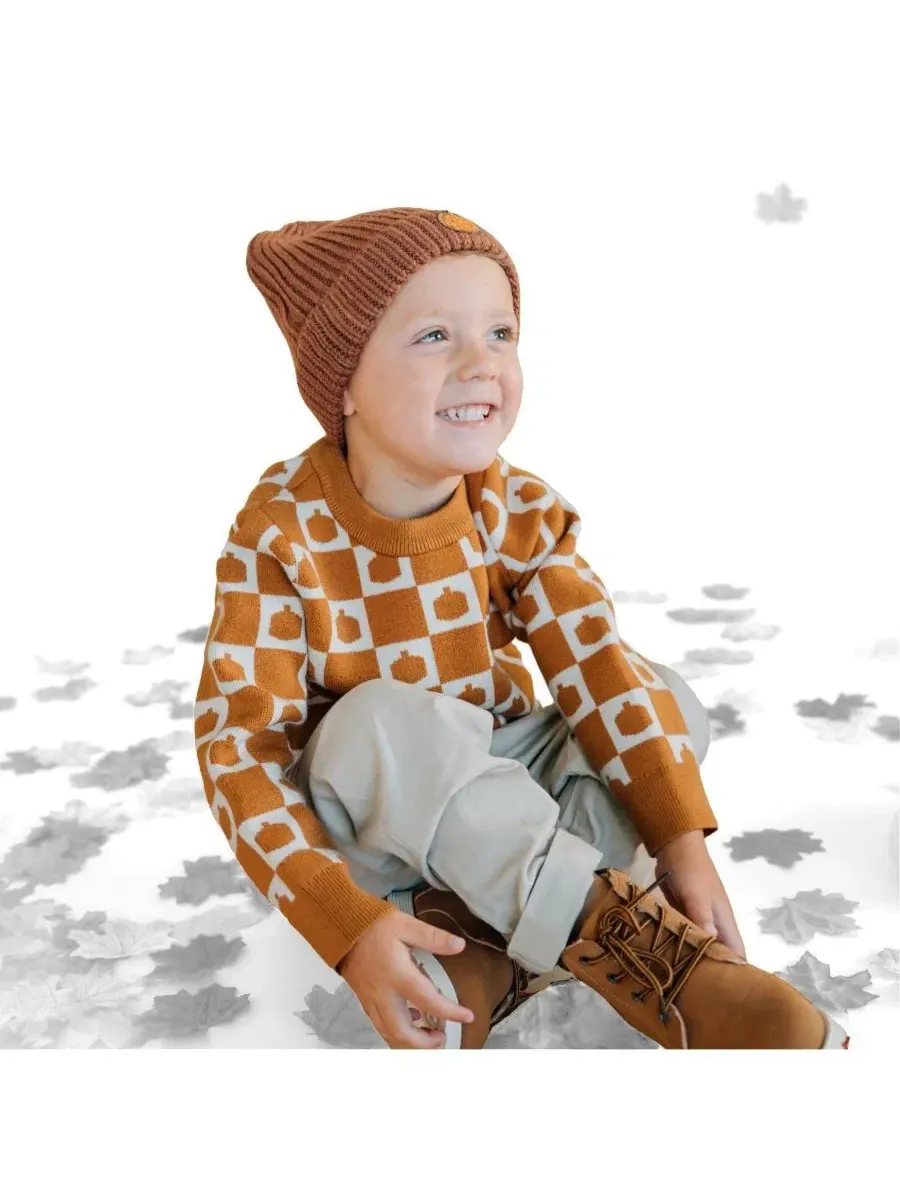 Свитер с принтом в клетку Pumpkin Checkers Sweet Wink — изображение 3 из 5, оранжевый