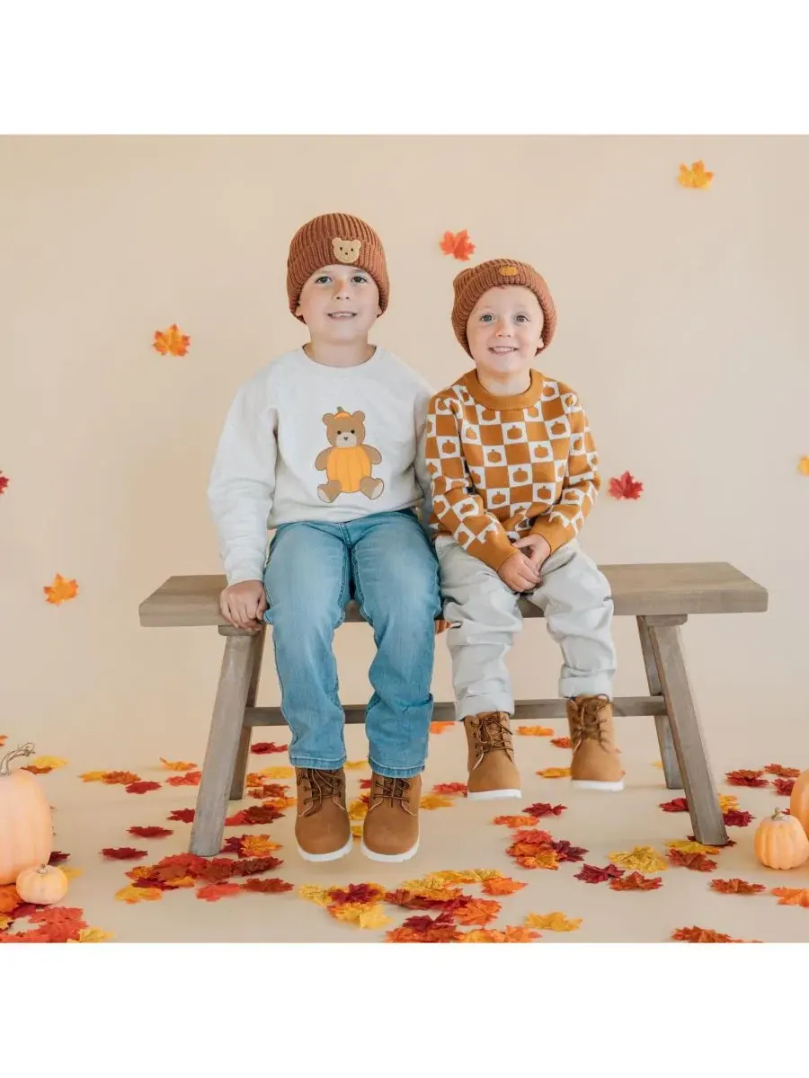 Свитер с принтом в клетку Pumpkin Checkers Sweet Wink — изображение 4 из 5, оранжевый