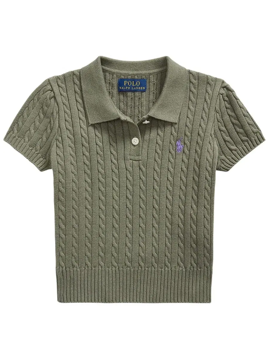 Детское джемпер-поло с коротким рукавом Polo Ralph Lauren — изображение 1 из 7, оливковый