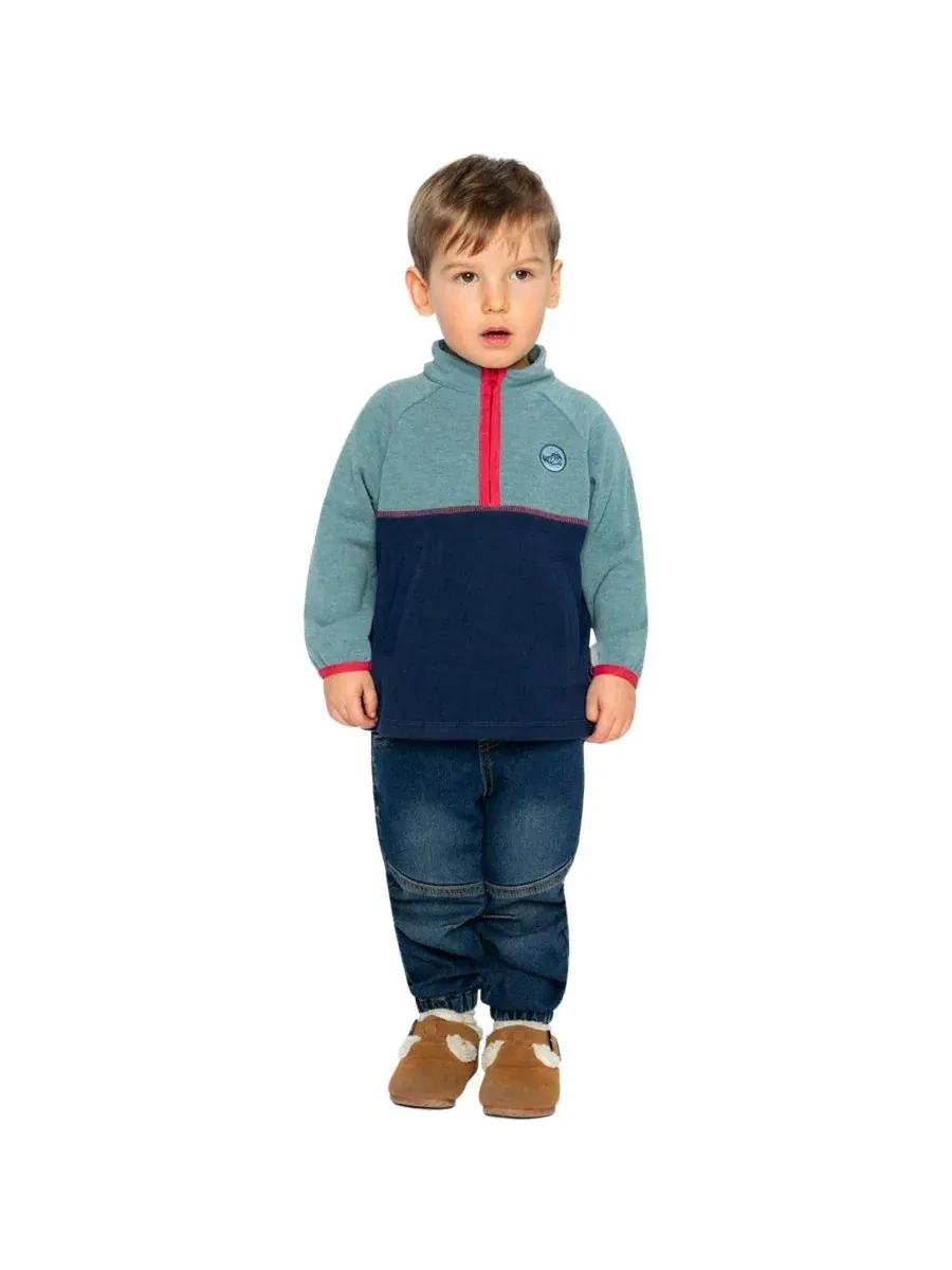 Водолазка с длинным рукавом и четверть-молнией Nordic Buddies Deux par Deux, Pale Turquoise — изображение 5 из 6