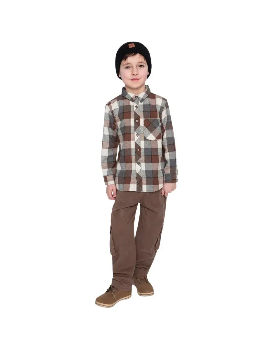 Брюки из твила с карго-карманами, модель Boys Must-Haves Deux par Deux — изображение 5 из 6, коричневый