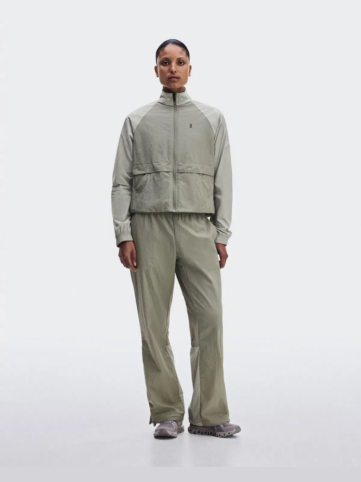 Женская куртка на молнии с застежкой-кнопками All-Day Track Jacket On, Vetiver/Brume — изображение 2 из 10, пыльно-коричневый