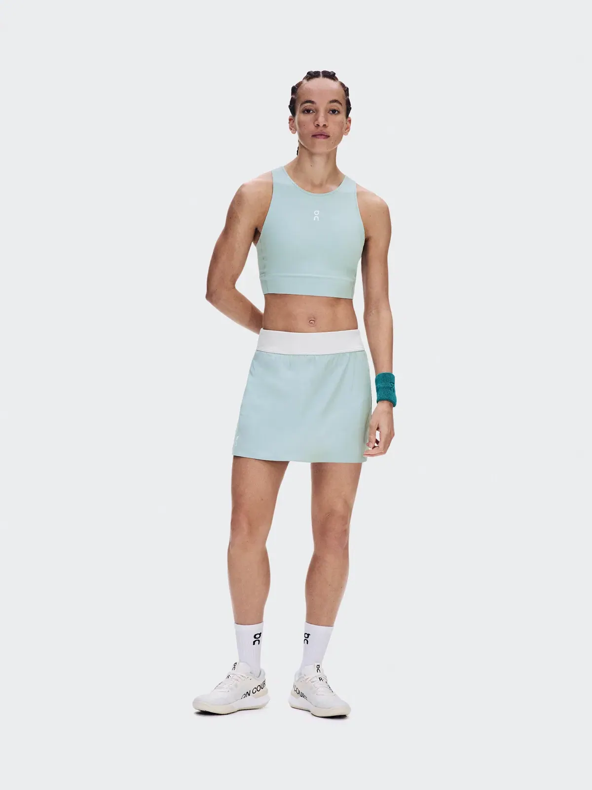 Женский топ для тенниса с вырезом на спине Court Crop Top On, Brook — изображение 2 из 9, бледно-мятный
