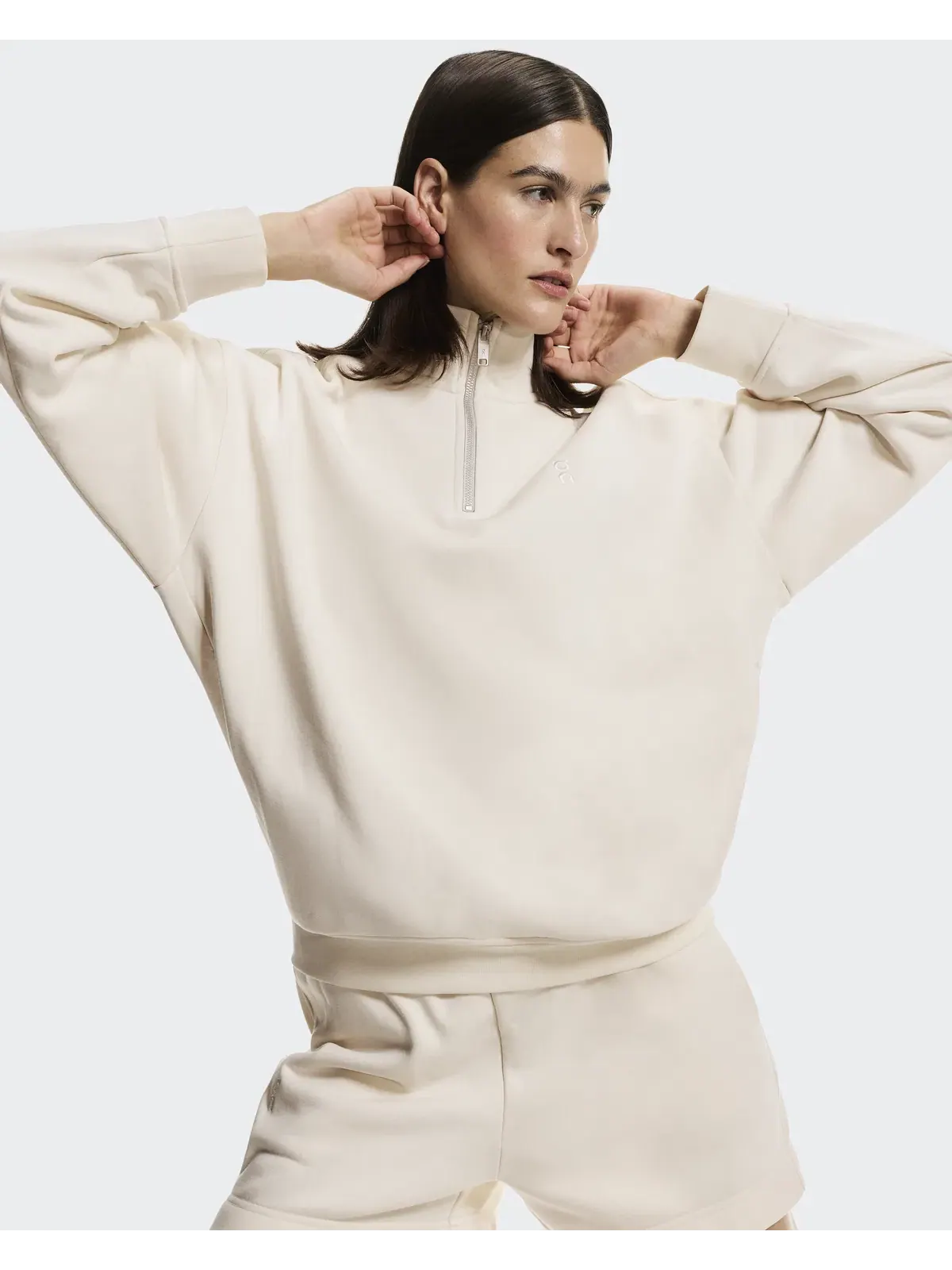 Женский свитшот на молнии с высоким воротом Club Collective 1/4 Zip On — изображение 6 из 9, бежевый