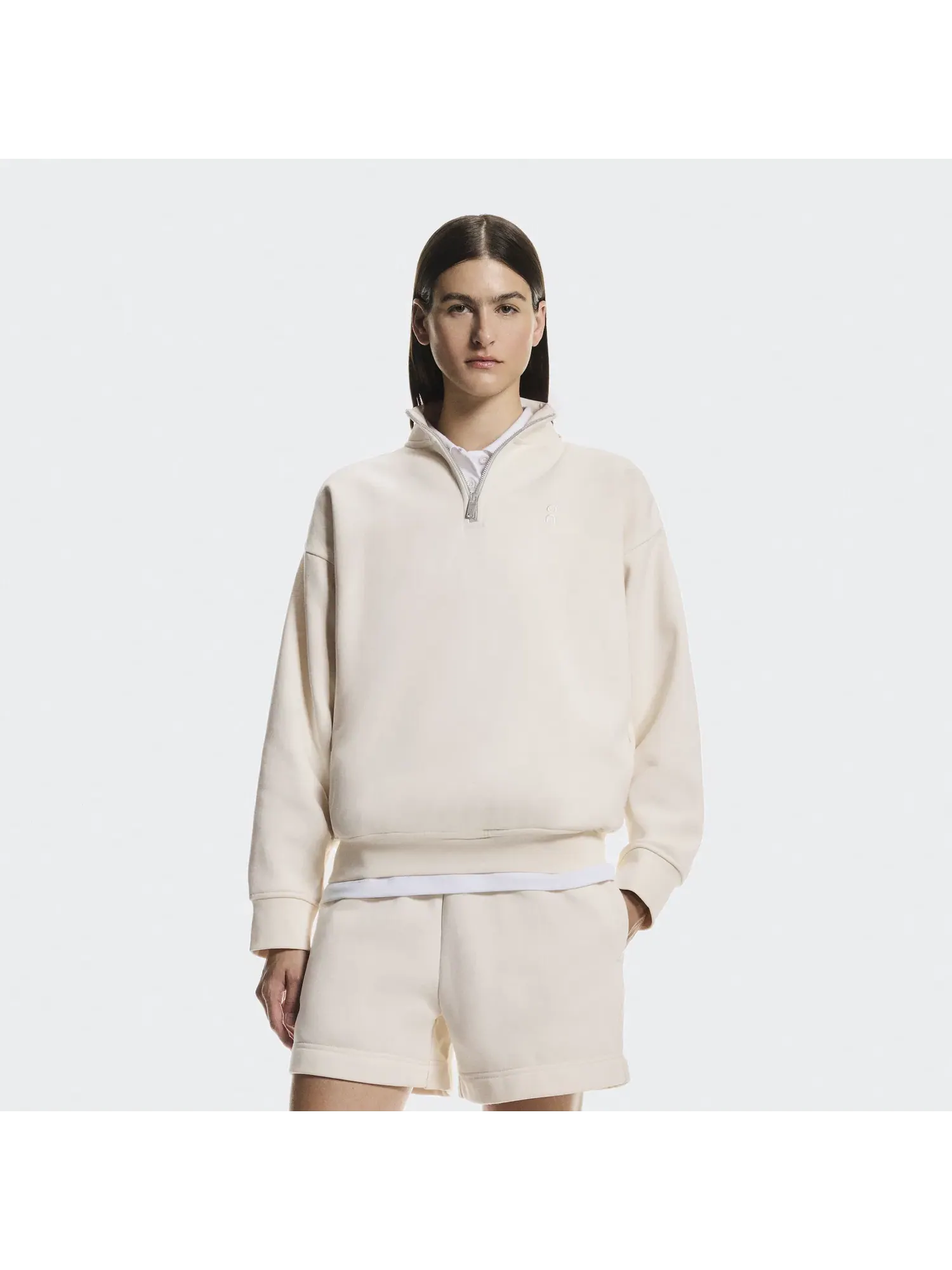 Женский свитшот на молнии с высоким воротом Club Collective 1/4 Zip On — изображение 9 из 9, бежевый