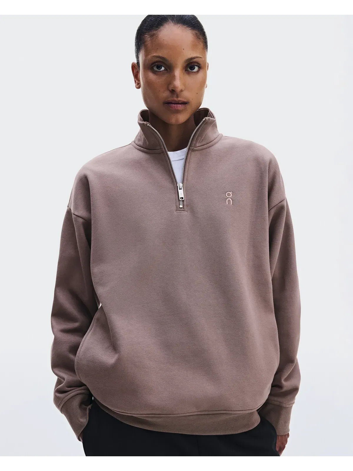 Женский свитшот с высоким воротом на молнии Club Collective 1/4 Zip On — изображение 3 из 9, гвоздичный