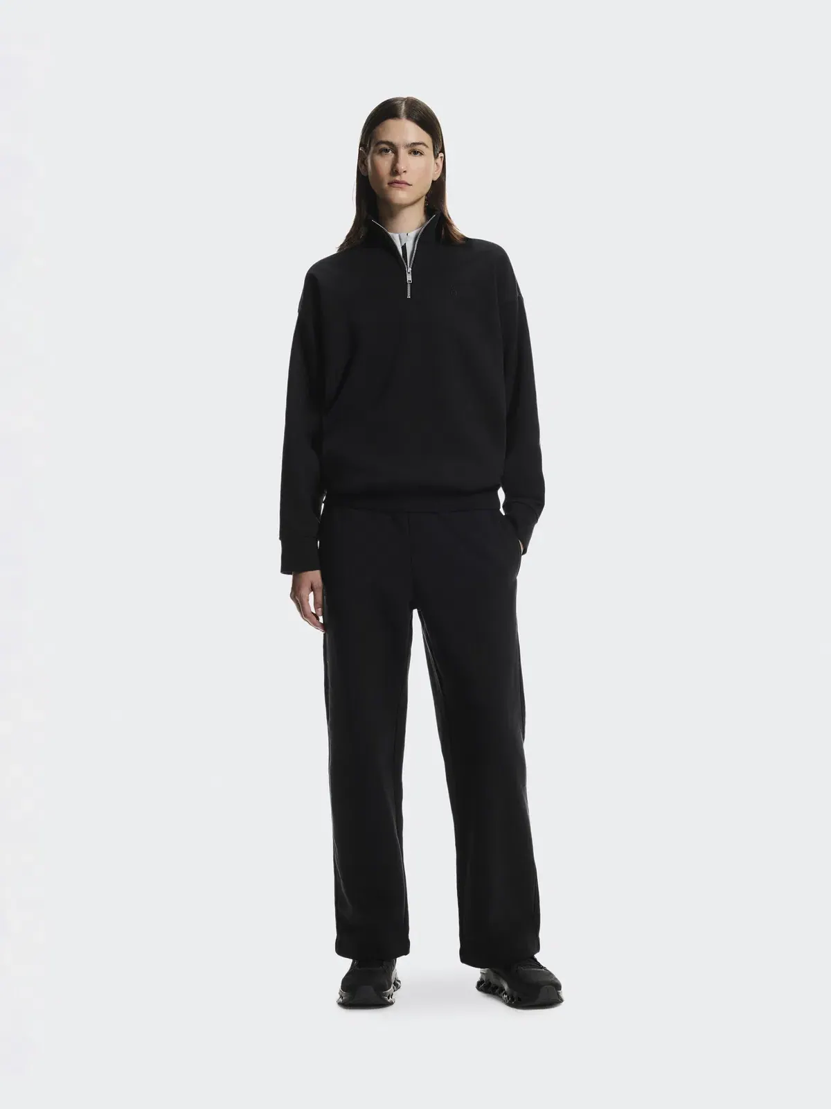 Женский свитшот с высоким воротом на молнии Club Collective 1/4 Zip On — изображение 2 из 10, черный