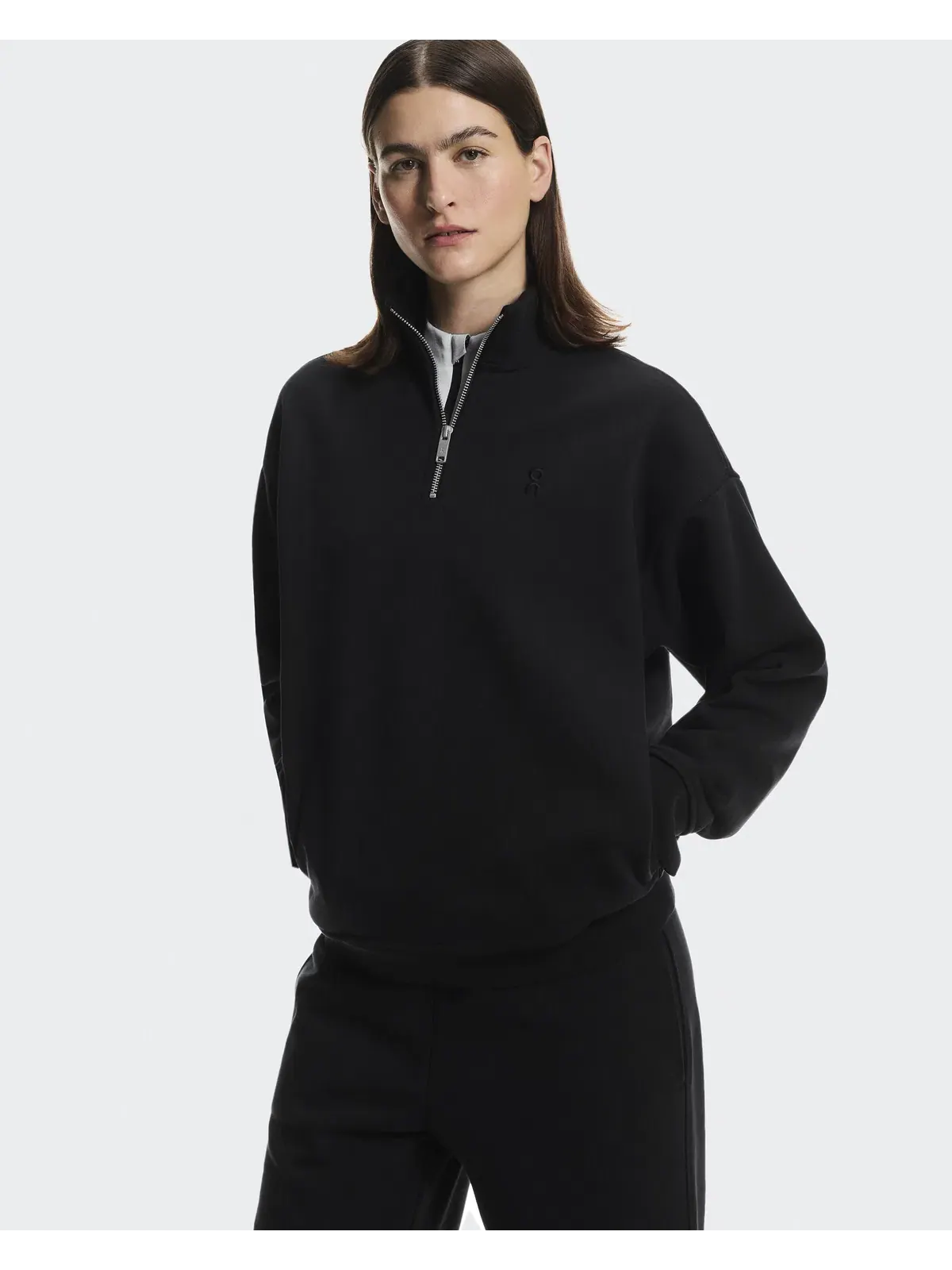 Женский свитшот с высоким воротом на молнии Club Collective 1/4 Zip On — изображение 4 из 10, черный
