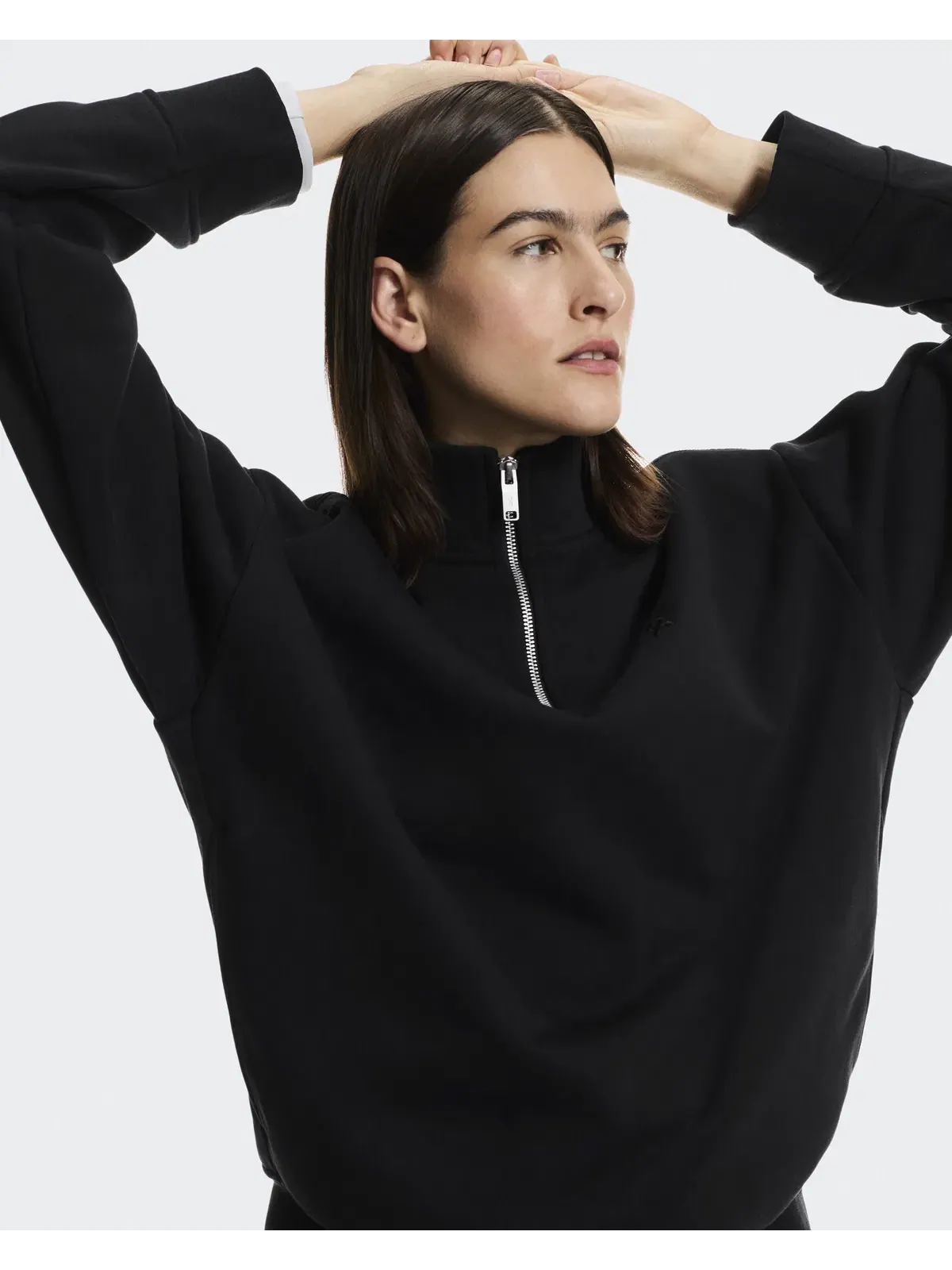 Женский свитшот с высоким воротом на молнии Club Collective 1/4 Zip On — изображение 8 из 10, черный