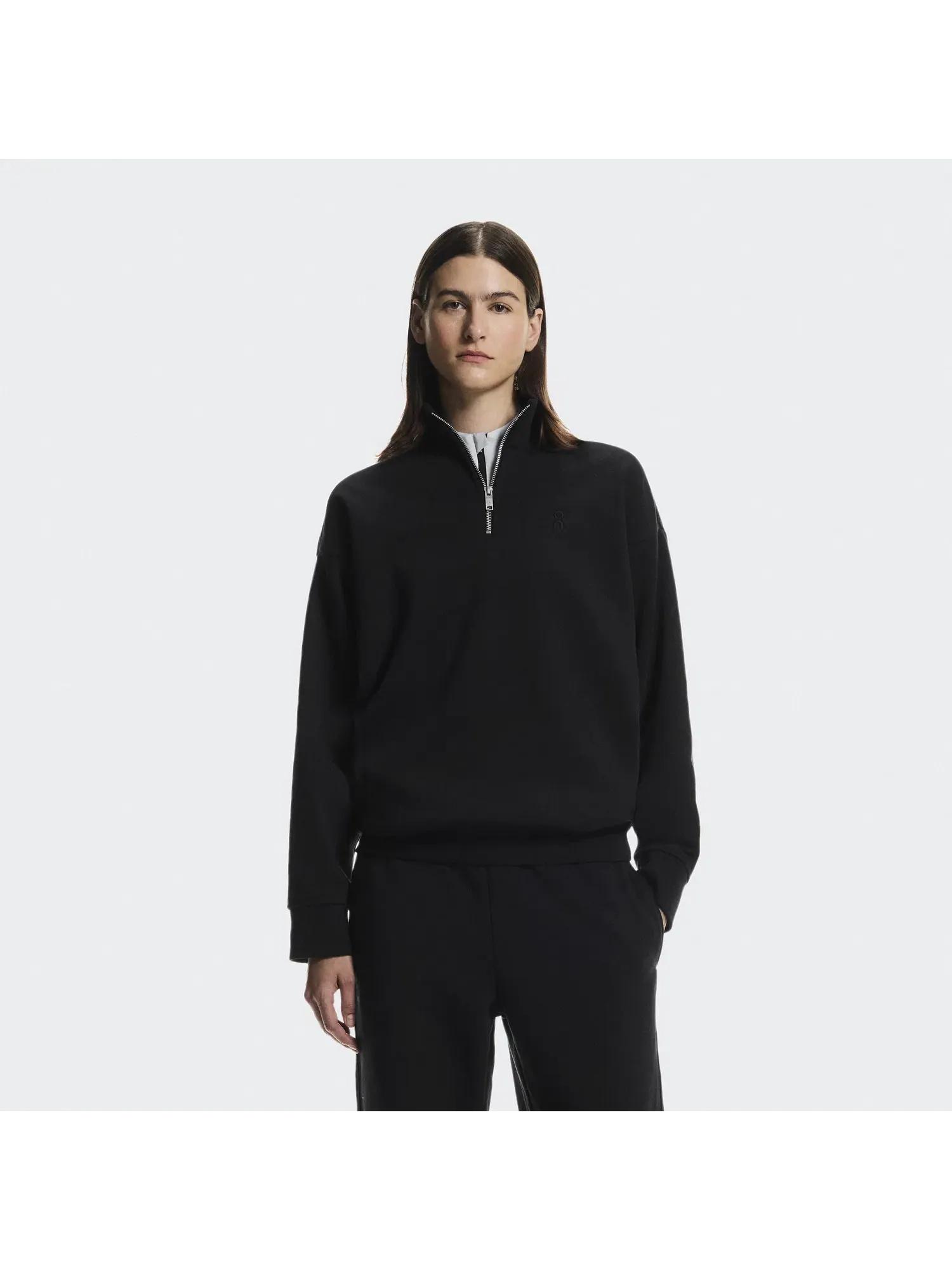Женский свитшот с высоким воротом на молнии Club Collective 1/4 Zip On — изображение 10 из 10, черный