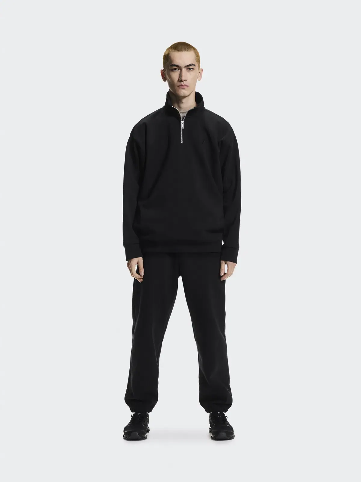 Мужской свитшот на молнии с высоким воротом Club Collective 1/4 Zip On — изображение 2 из 9, черный