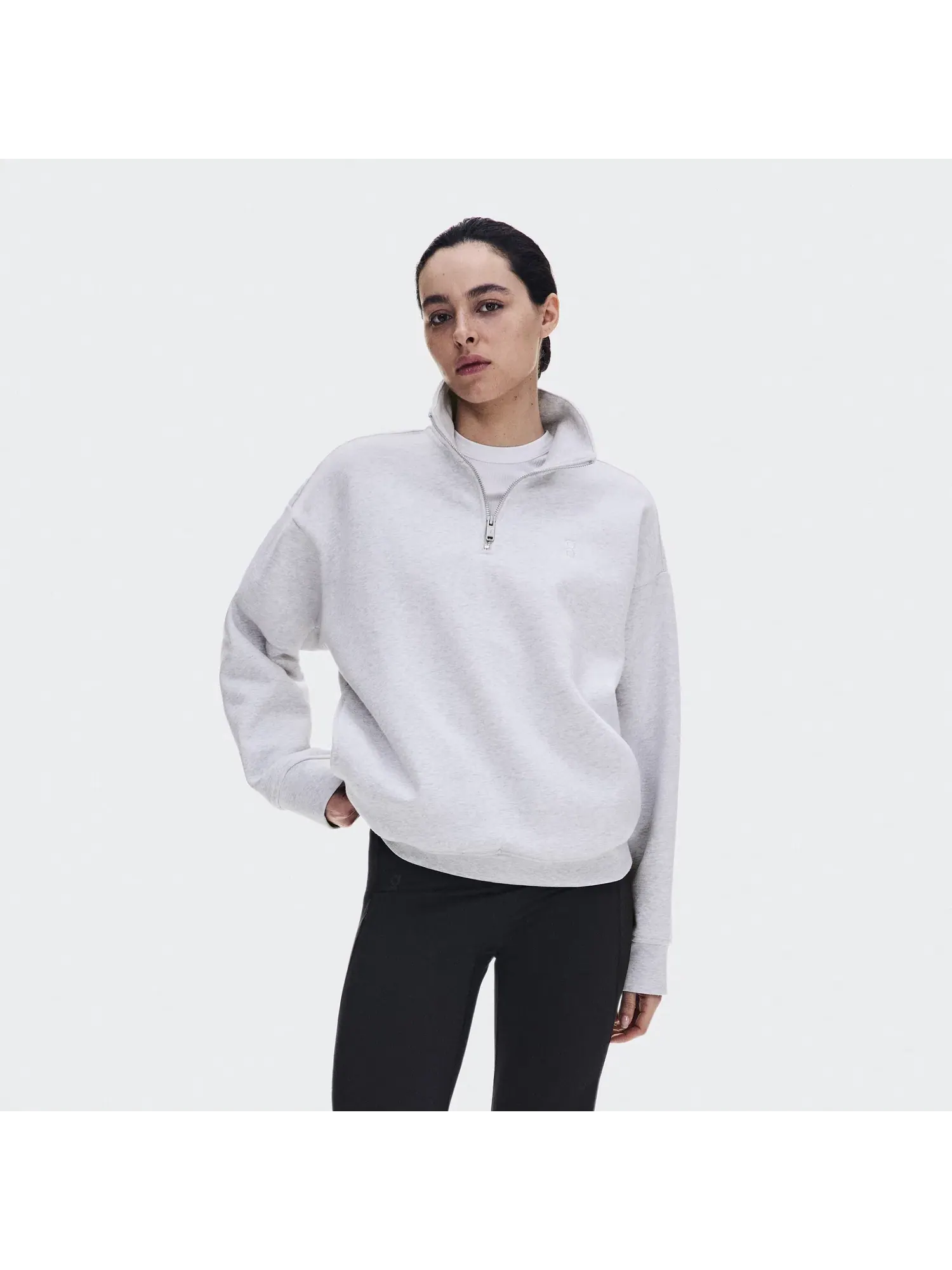 Женский свитшот на молнии с высоким воротом Club Collective 1/4 Zip On, Crater — изображение 9 из 9, землисто-серый