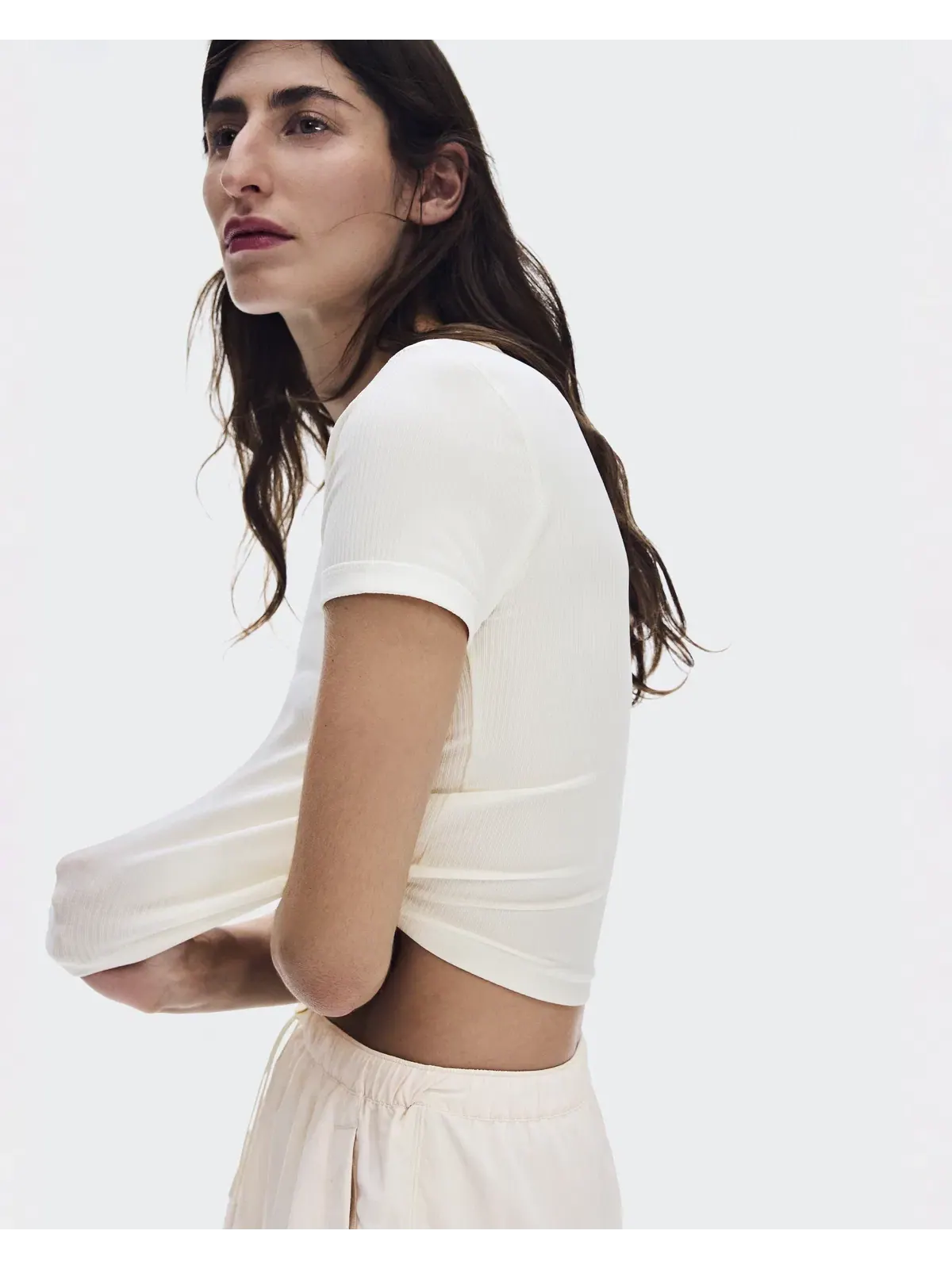 Женская футболка с принтом All-Day Ribbed T-Shirt On — изображение 8 из 9, белый