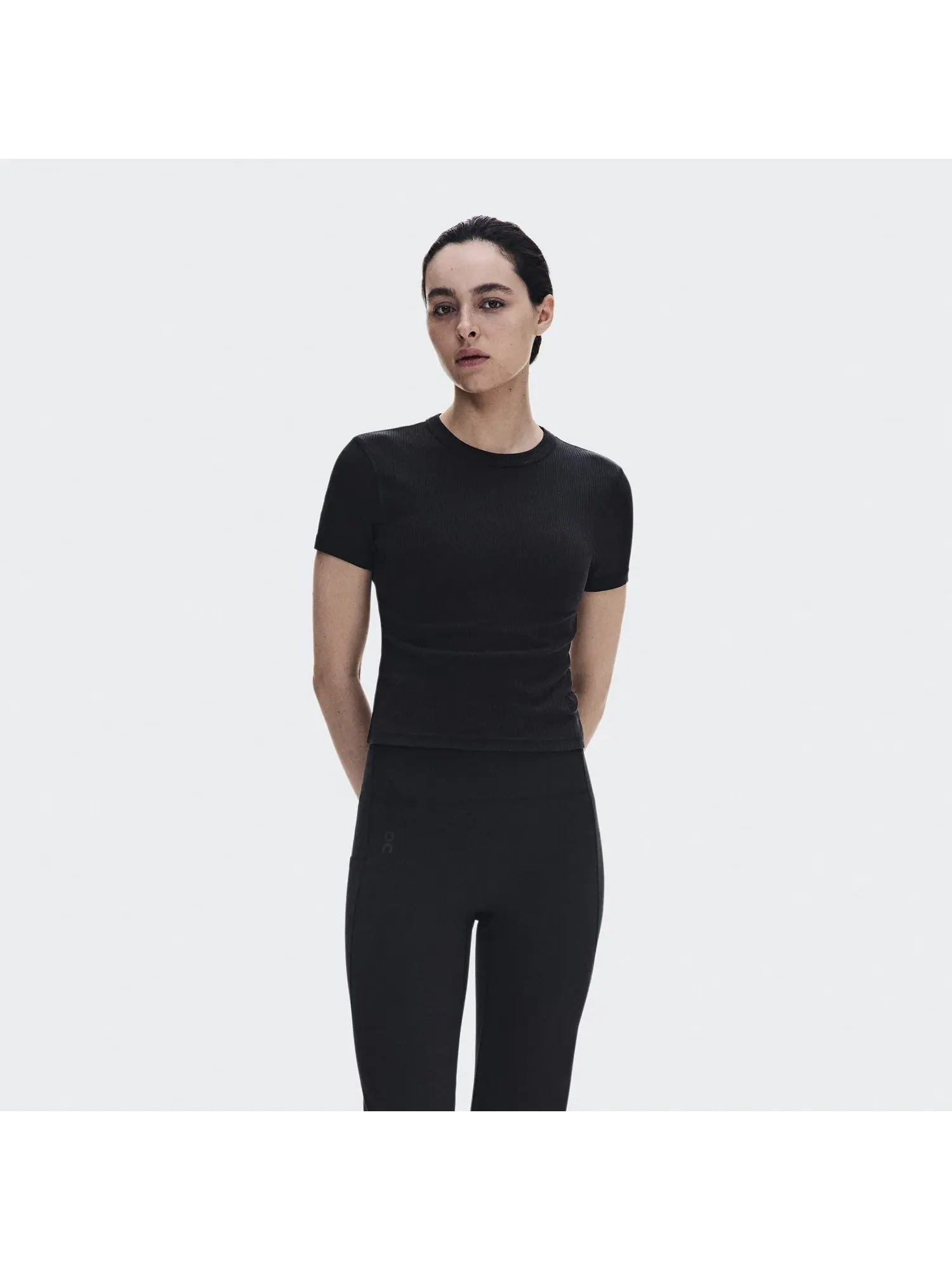 Женская футболка с принтом ребристая All-Day Ribbed T-Shirt On — изображение 9 из 9, черный
