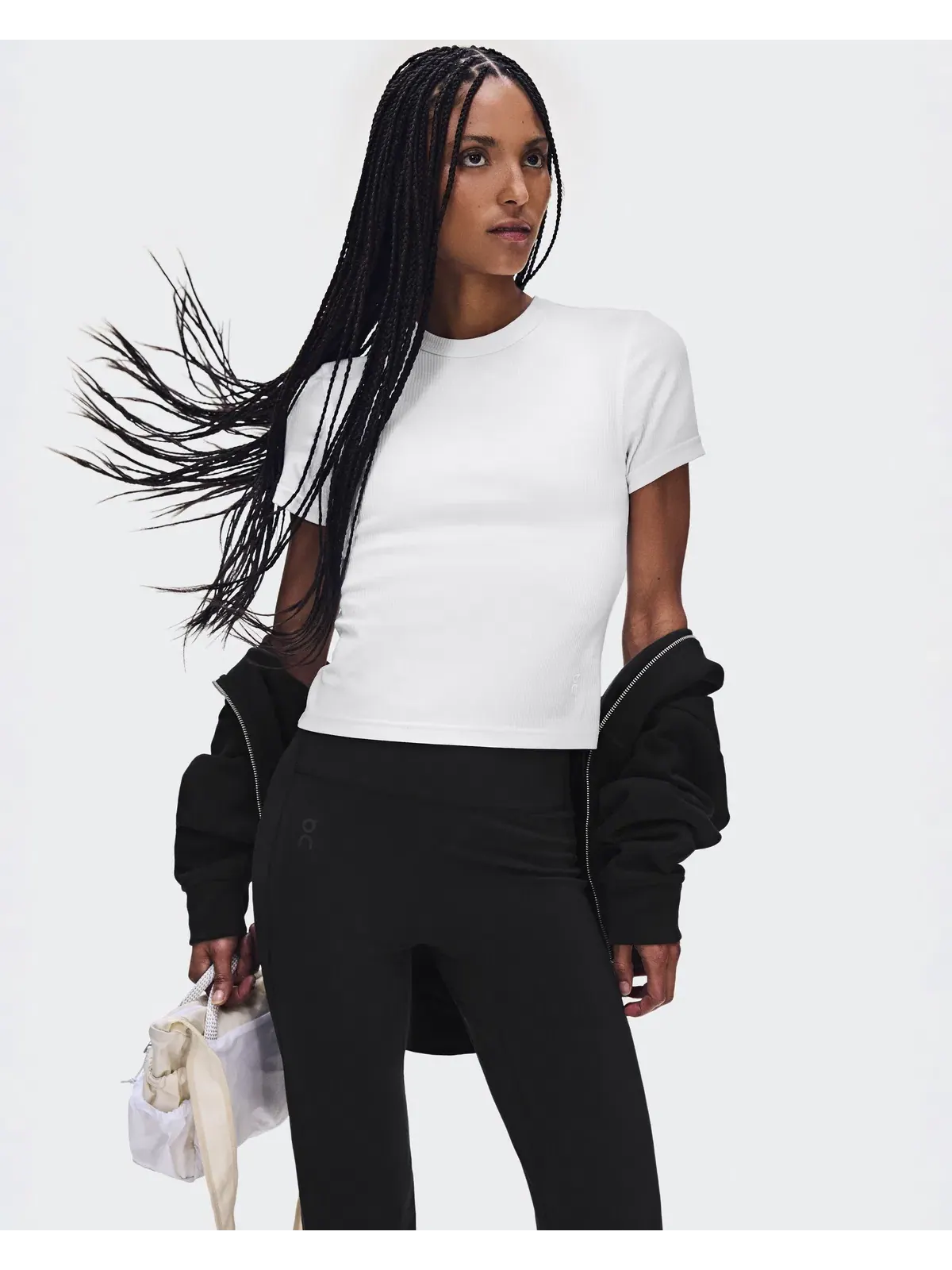 Женская футболка с принтом ребристым All-Day Ribbed T-Shirt On — изображение 5 из 8, белый