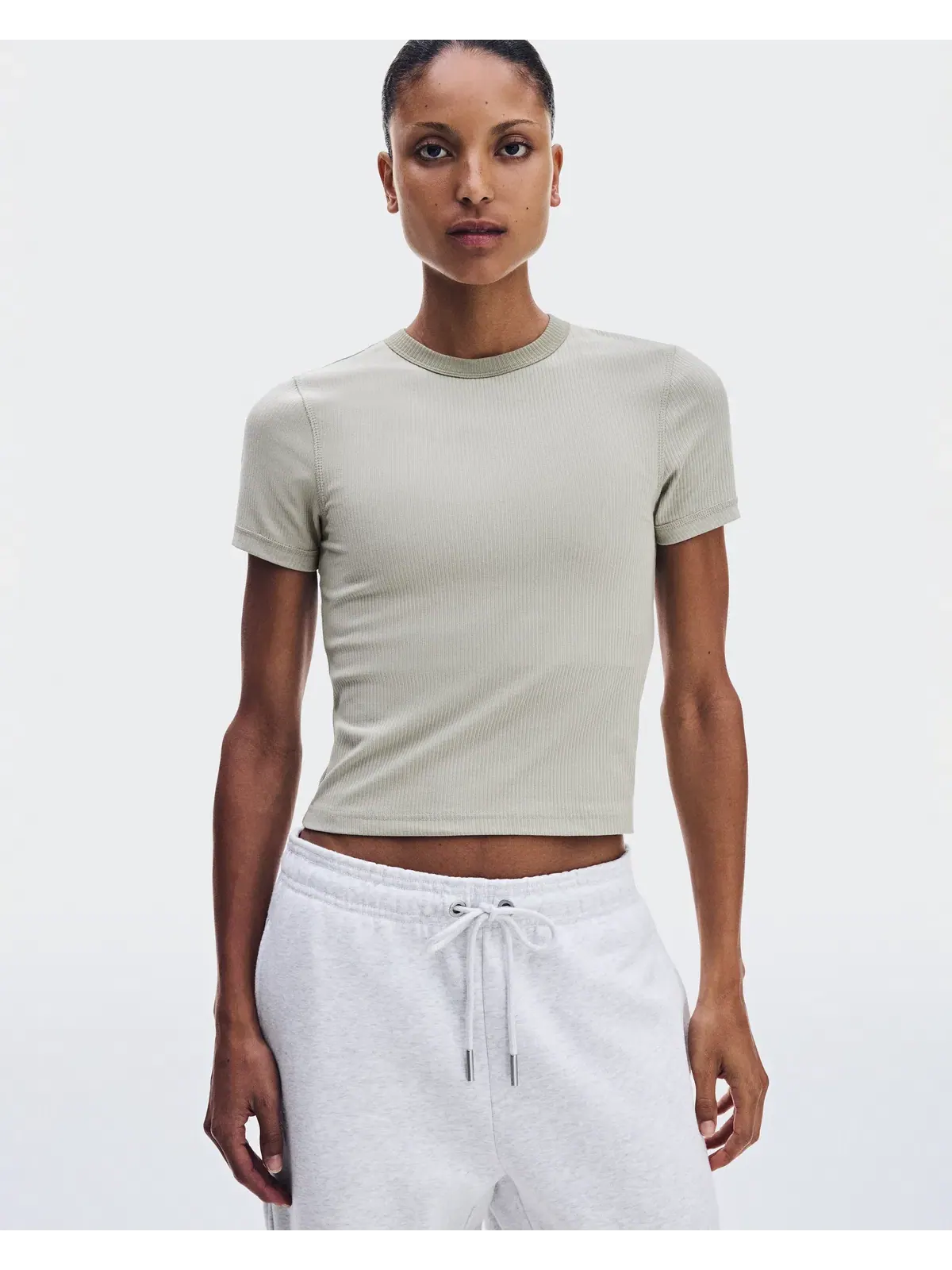 Женская футболка с принтом All-Day Ribbed T-Shirt On, Brume — изображение 3 из 9, дымчато-серый
