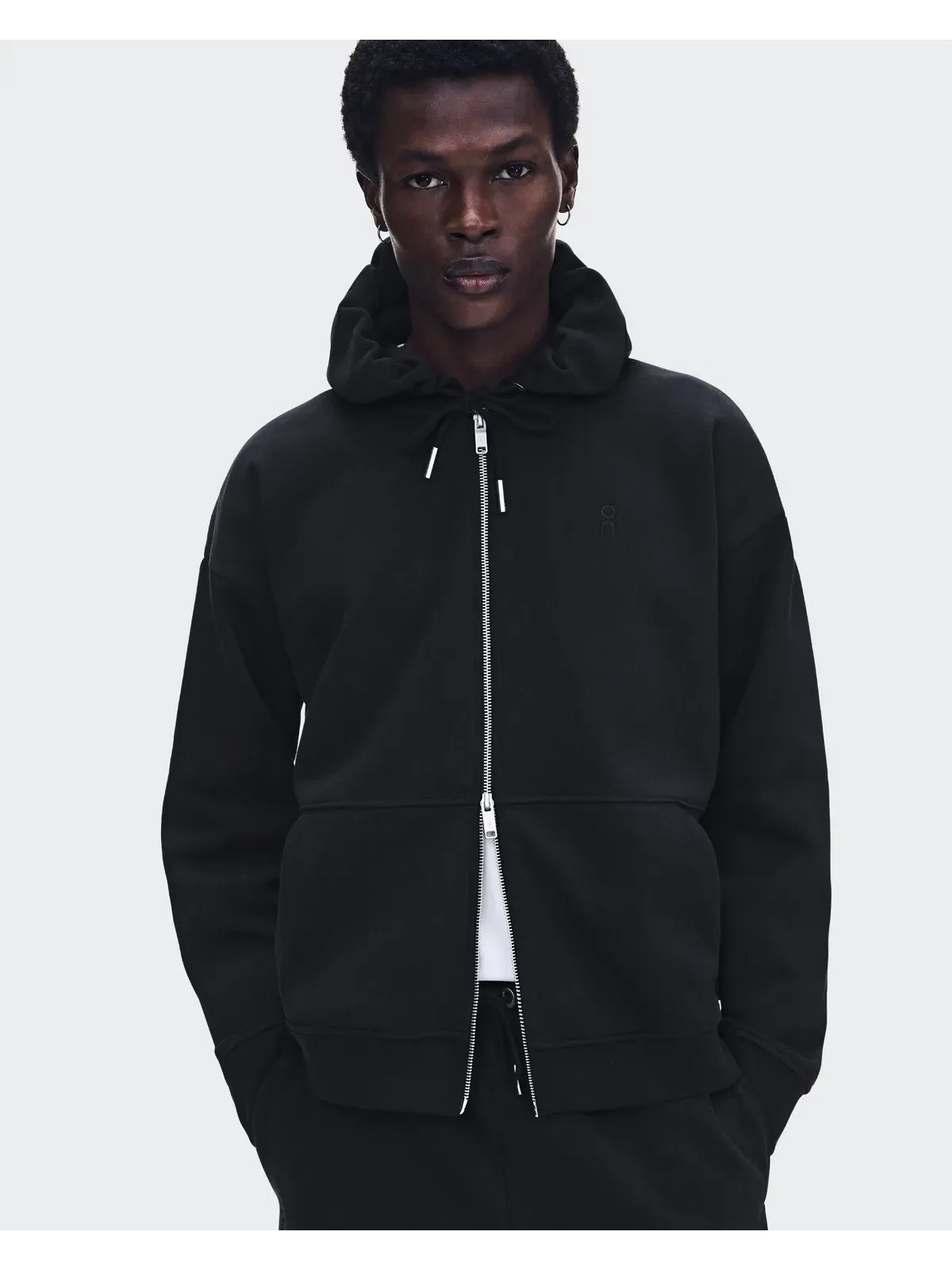 Мужское худи на молнии с вышивкой Club Collective Full Zip Hoodie On — изображение 3 из 10, черный