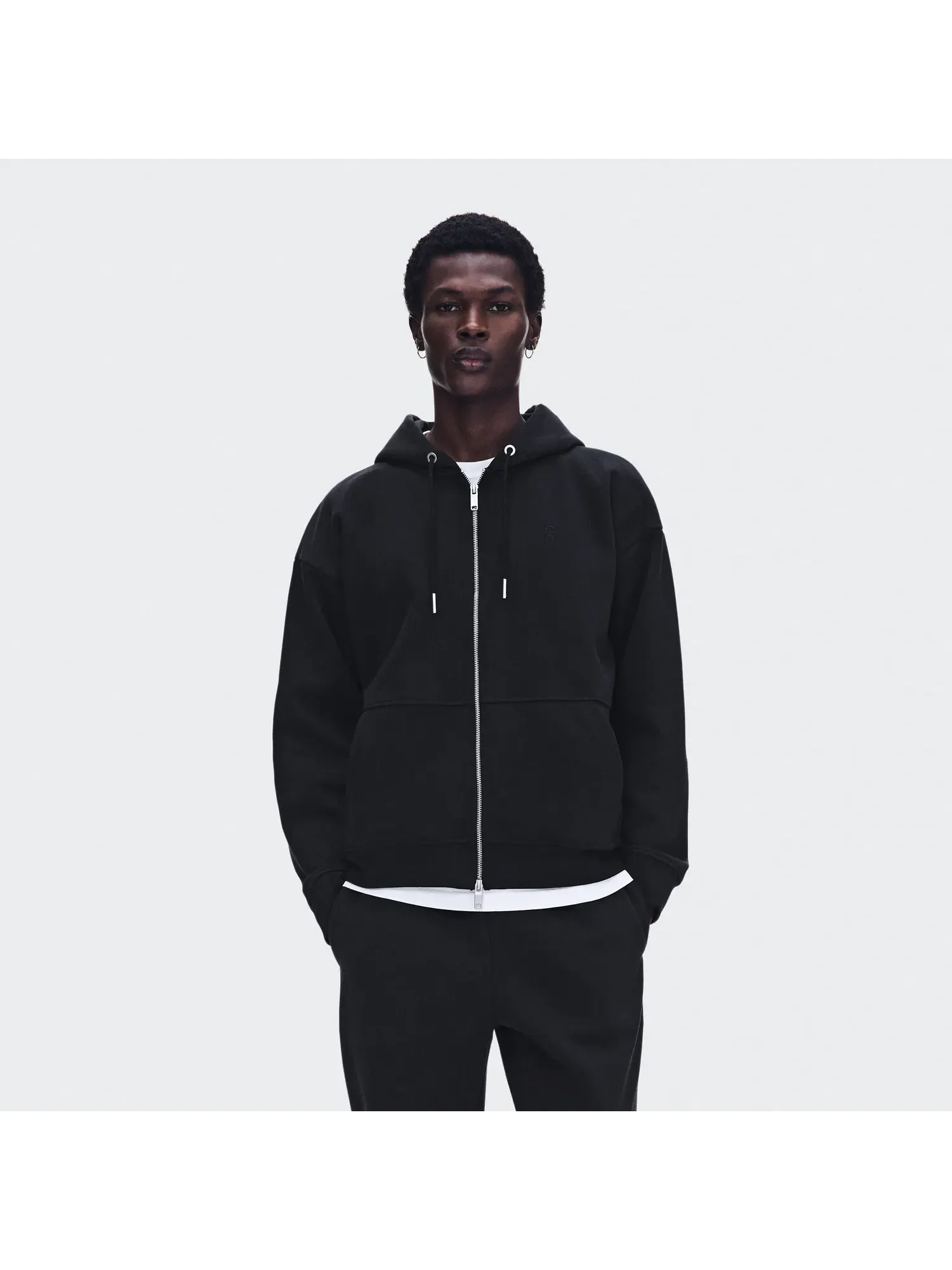 Мужское худи на молнии с вышивкой Club Collective Full Zip Hoodie On — изображение 10 из 10, черный