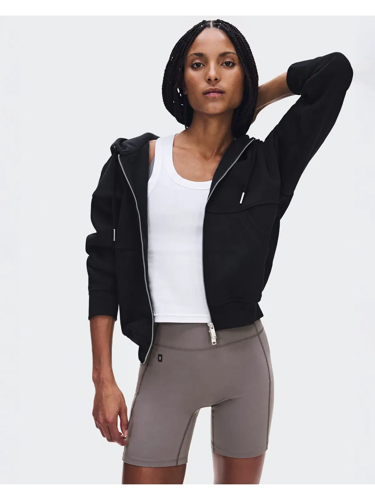 Женское худи на молнии с вышитыми логотипами Club Collective Full Zip Hoodie On — изображение 2 из 5, черный