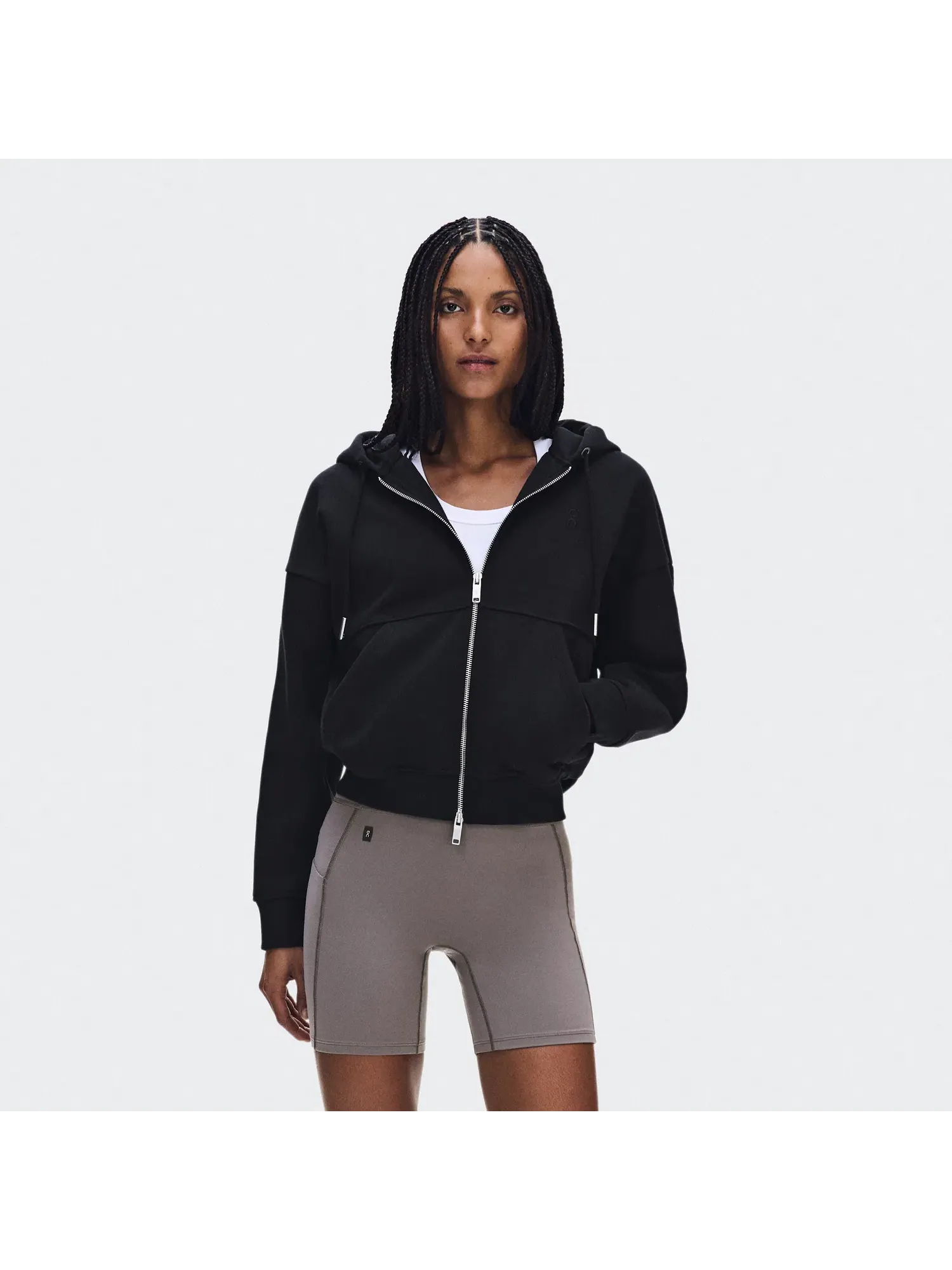 Женское худи на молнии с вышитыми логотипами Club Collective Full Zip Hoodie On — изображение 5 из 5, черный