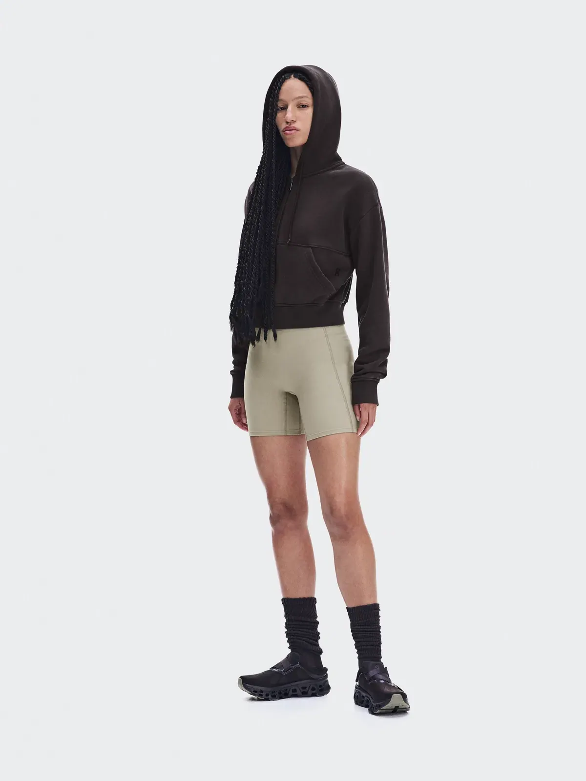 Женское худи на молнии с эффектом потертости Club Collective Full Zip Hoodie FKA On — изображение 2 из 10, эспрессо