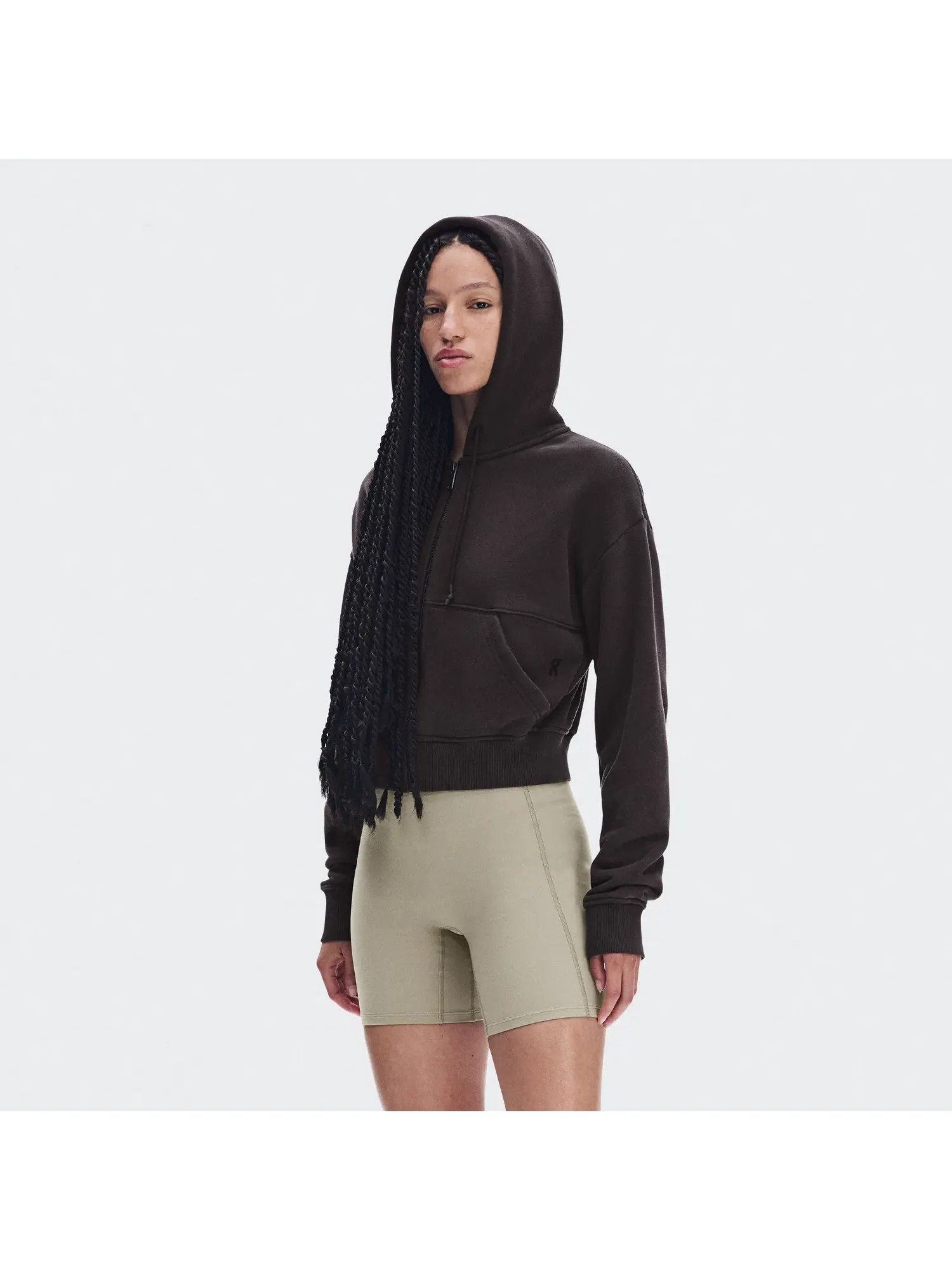 Женское худи на молнии с эффектом потертости Club Collective Full Zip Hoodie FKA On — изображение 10 из 10, эспрессо