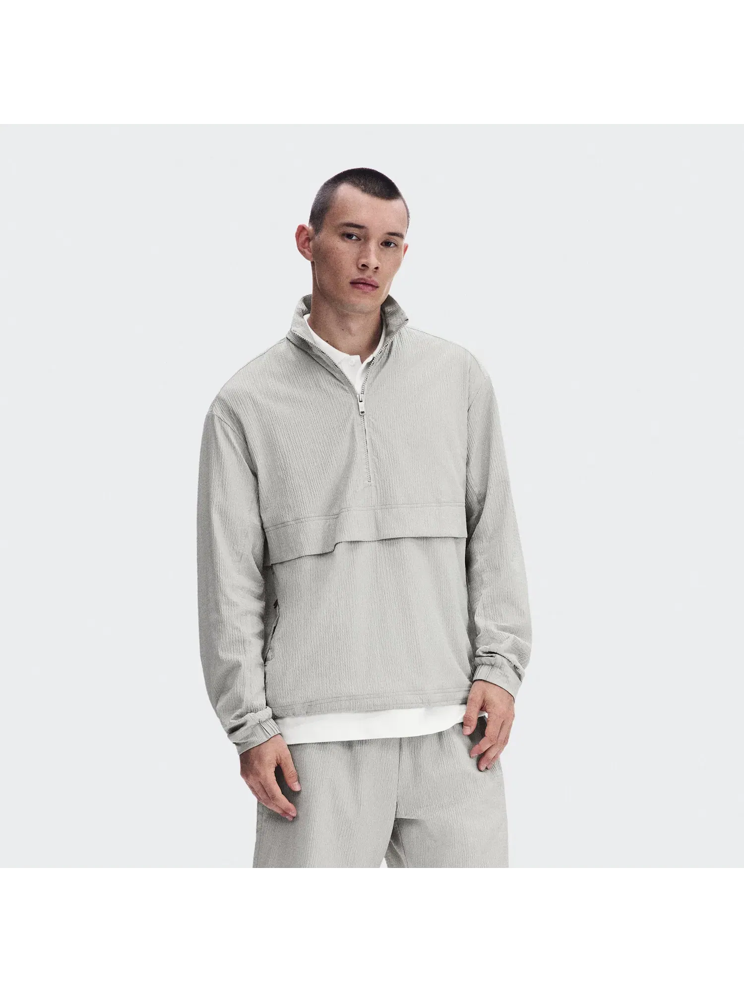 Мужская куртка с длинным рукавом на половину молнии Courtside 1/2 Zip Eaze On, Brume — изображение 9 из 9, дымчато-серый