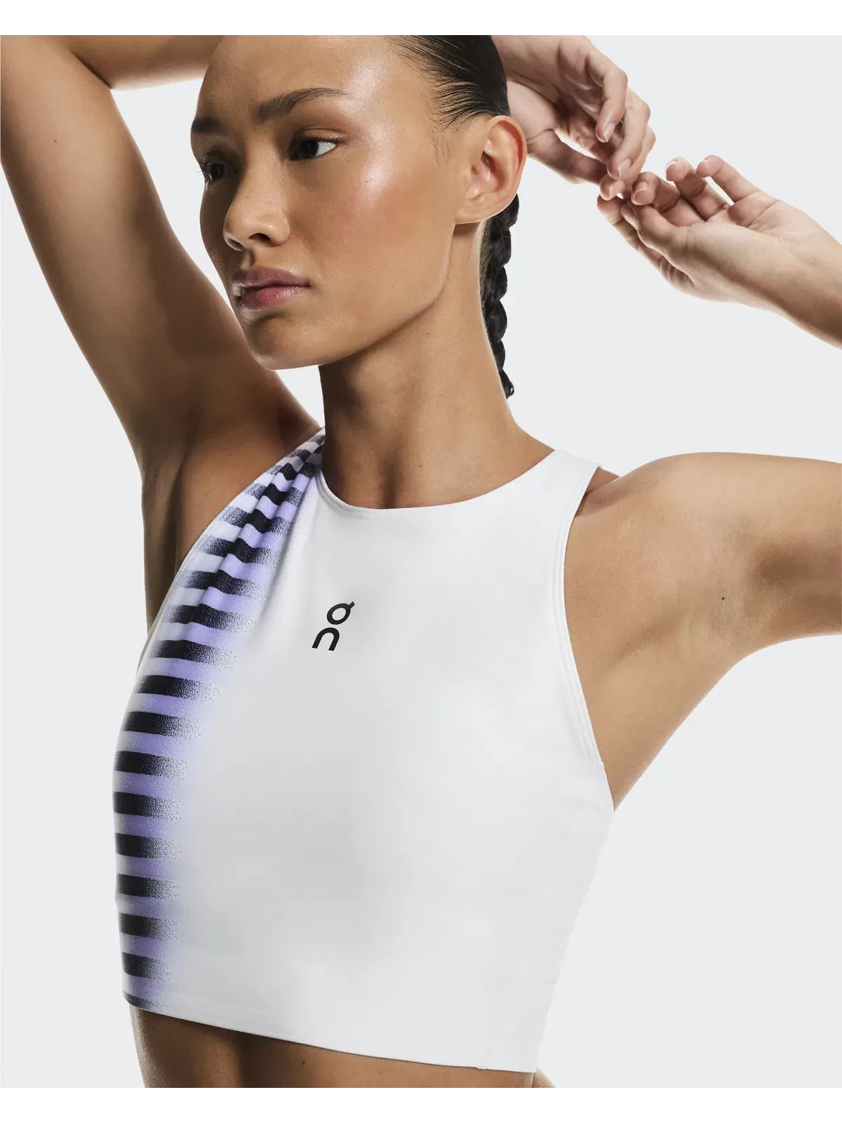 Женская футболка для тенниса укороченная с вырезом на спине Court Crop Top Edge On — изображение 4 из 7, белый/черный