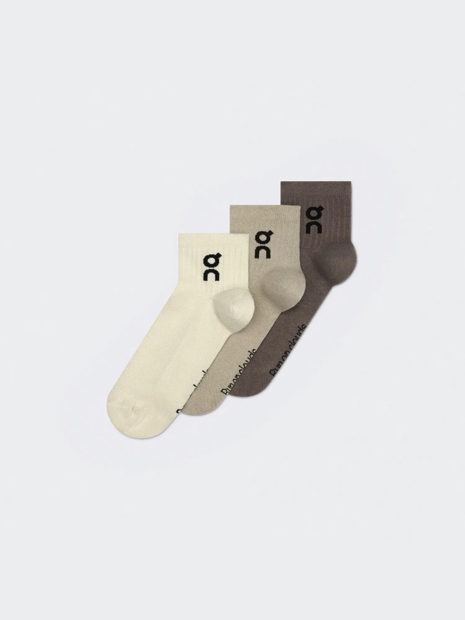 Детские носки с логотипом, комплект из трех пар, Logo Sock Mid 3P, On, Hare Brume — изображение 5 из 5, пепельно-серый