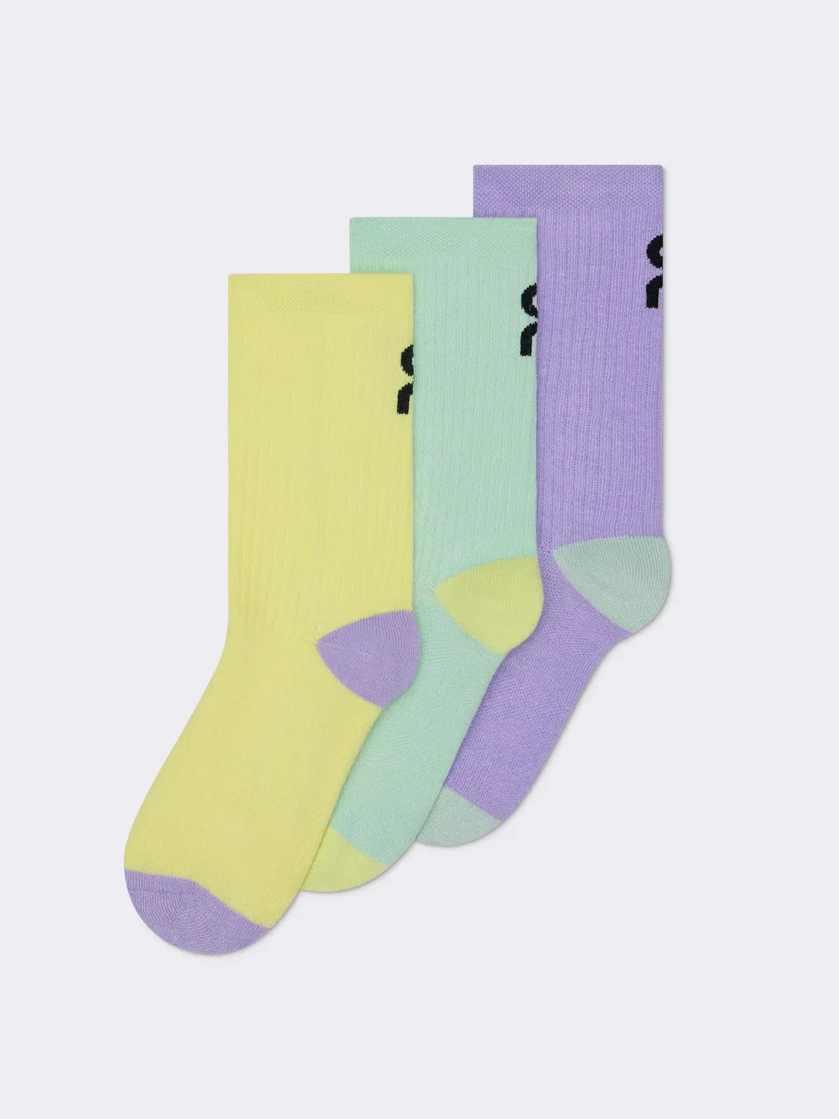 Детские высокие носки с логотипом, комплект из трех пар, Logo Sock High 3P, On, Bloom/Creek — изображение 2 из 5